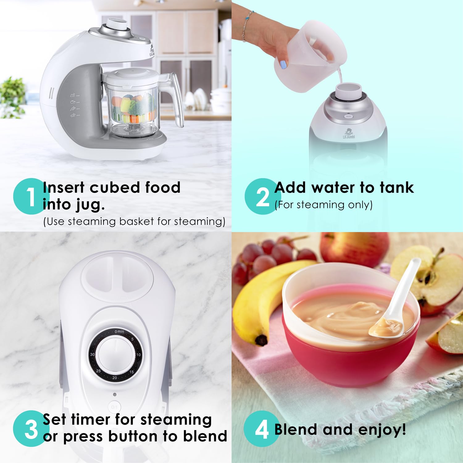 Foto 4 pulgar | Vaporizador y Batidora para Babe Food Maker Lil' Jumbl - Venta Internacional