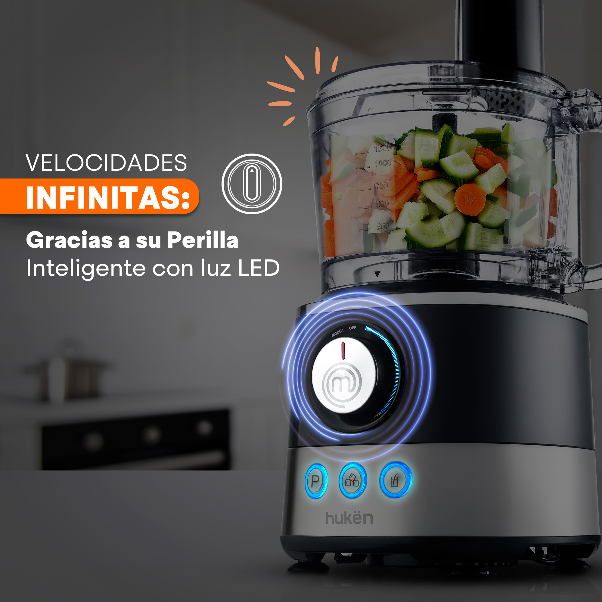 Foto 3 pulgar | Sistema De Cocina Chef-deluxe Masterchef By Hukën Mk-bsy-650 10+ Accesorios 650w