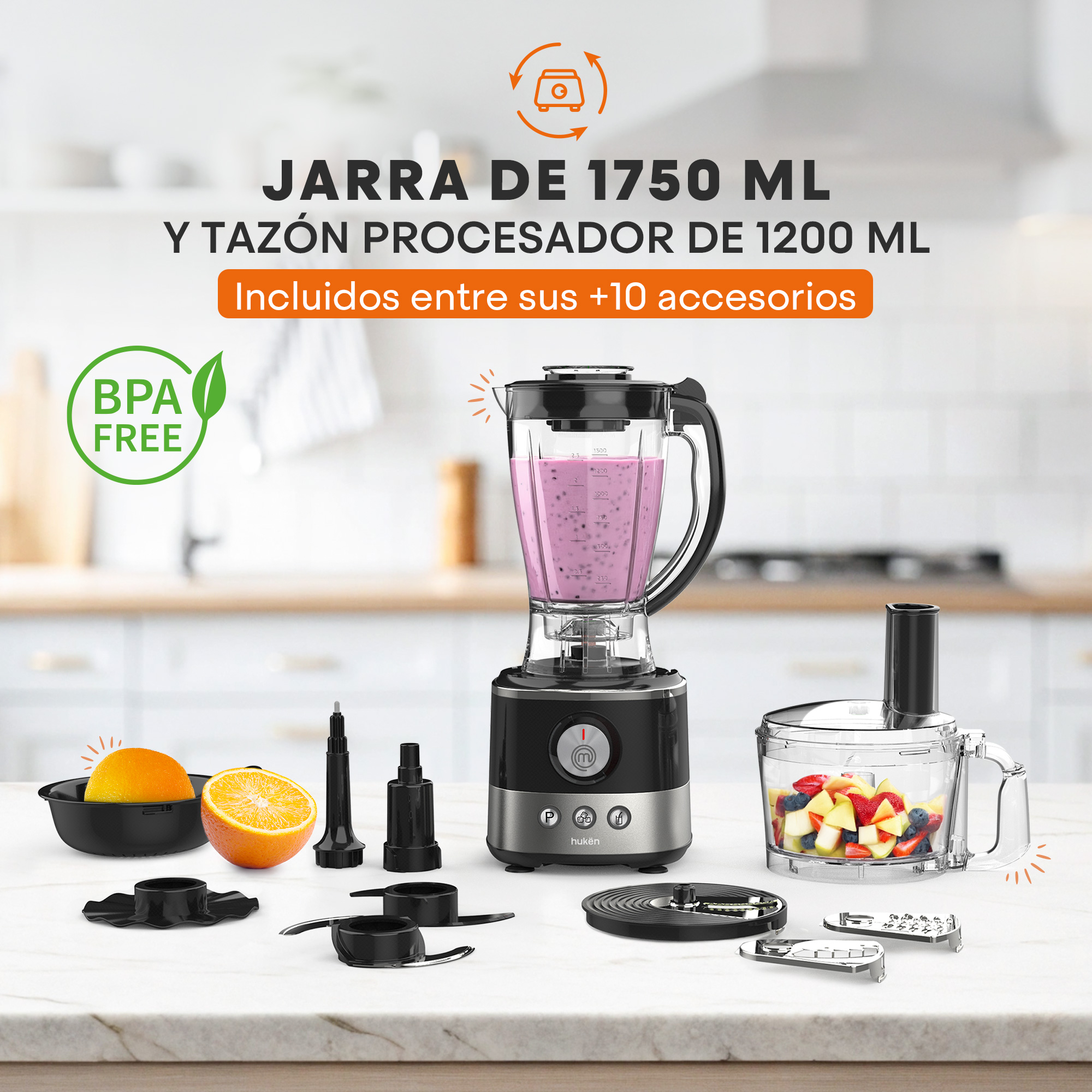 Foto 5 pulgar | Sistema De Cocina Chef-deluxe Masterchef By Hukën Mk-bsy-650 10+ Accesorios 650w