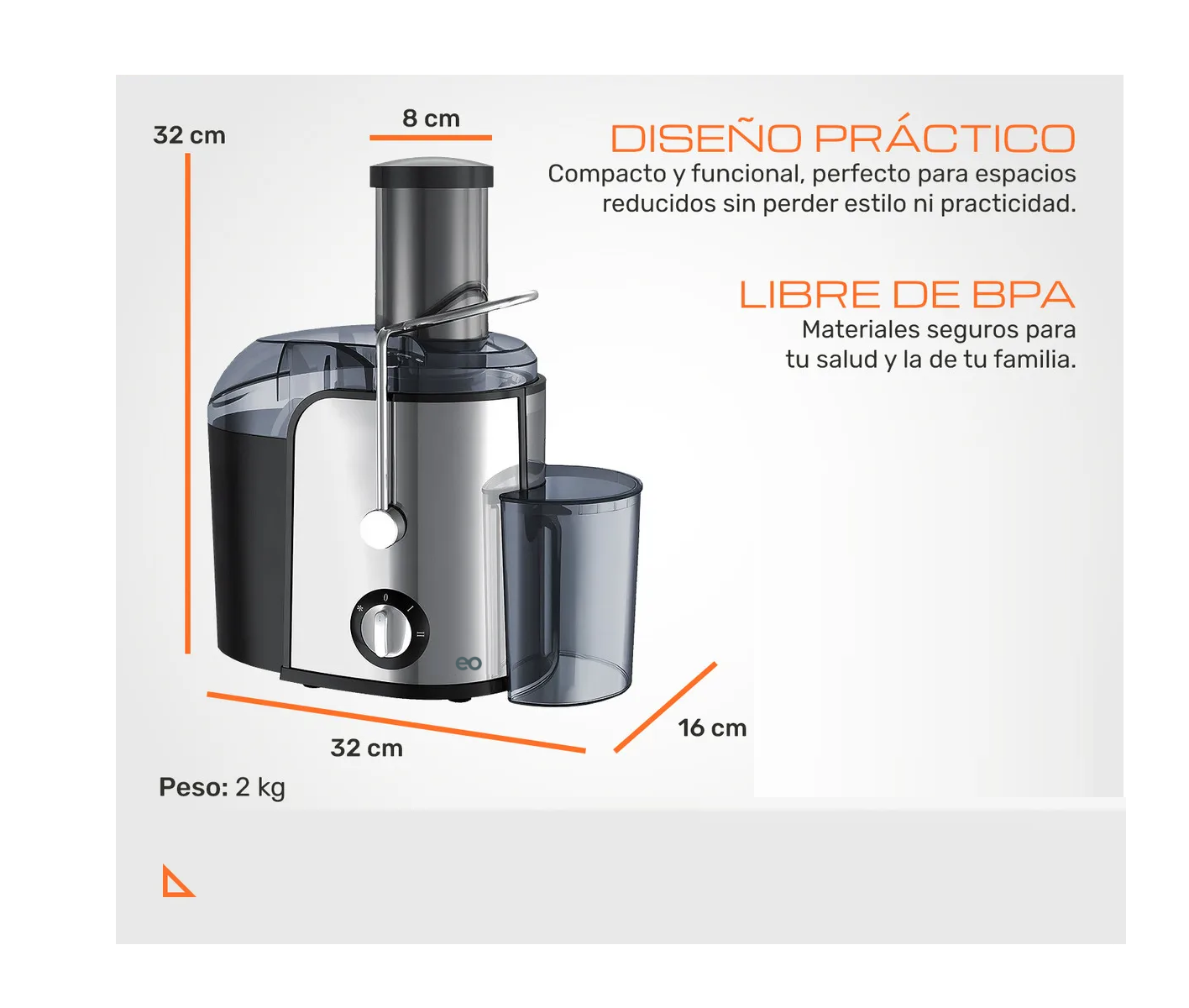 Foto 2 | Extractor de Jugos Eléctrico Eo Safe Imports Esi-20321 500ml Gris