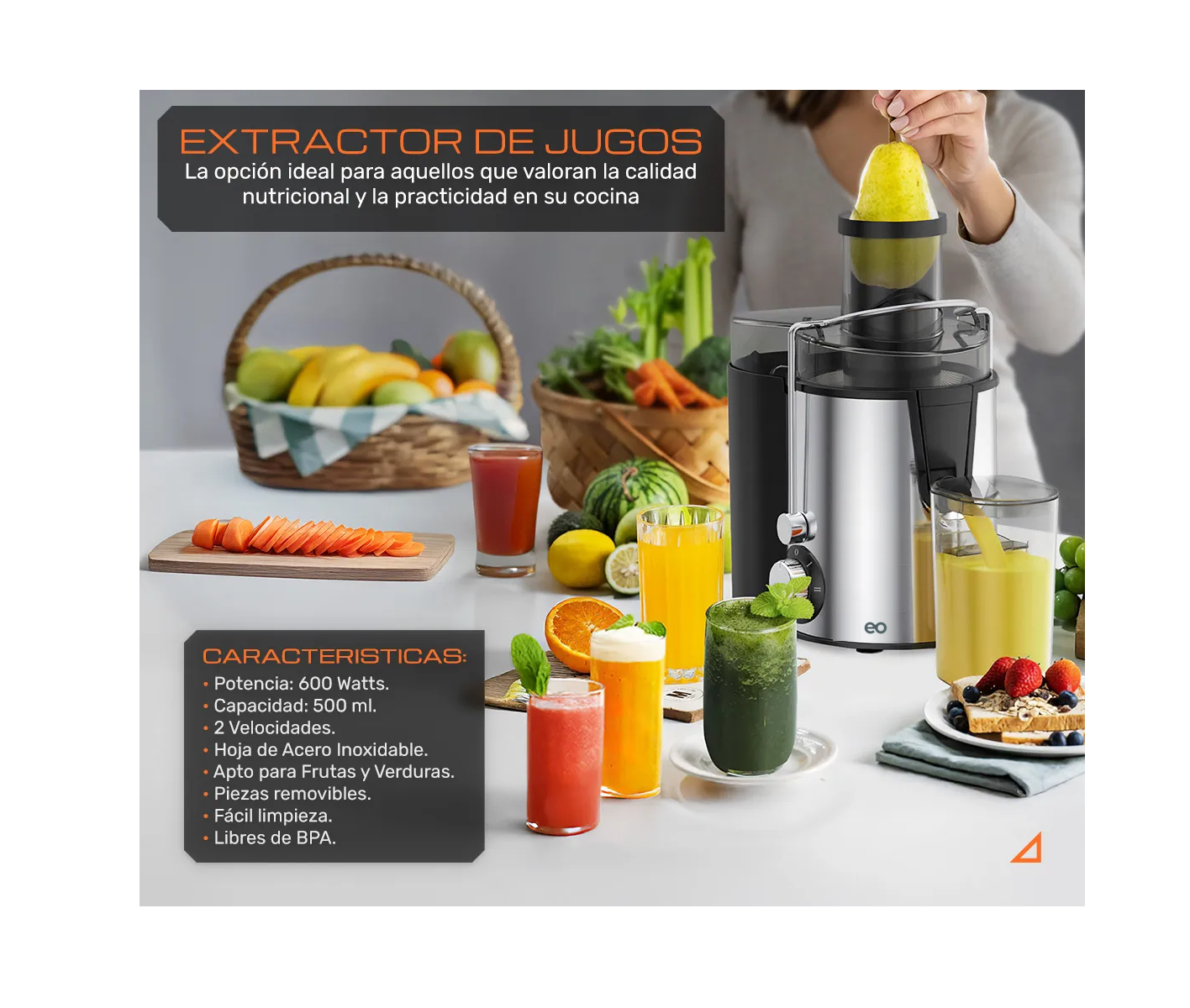 Foto 5 pulgar | Extractor de Jugos Eléctrico Eo Safe Imports Esi-20321 500ml Gris
