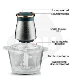 Foto 3 | Procesador De Alimentos Con 4 Cuchillas 2 Vel Picador 2l Color Plata / Verde Marino