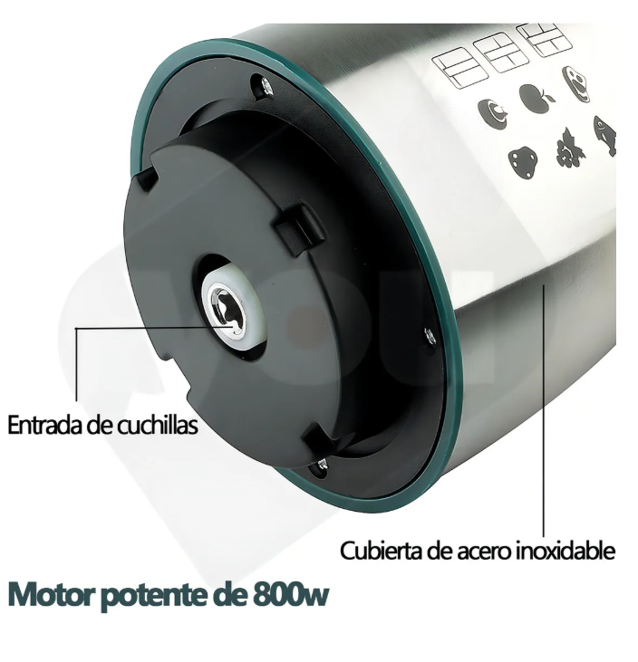 Foto 5 | Procesador De Alimentos Con 4 Cuchillas 2 Vel Picador 2l  Color Plata / Verde Marino