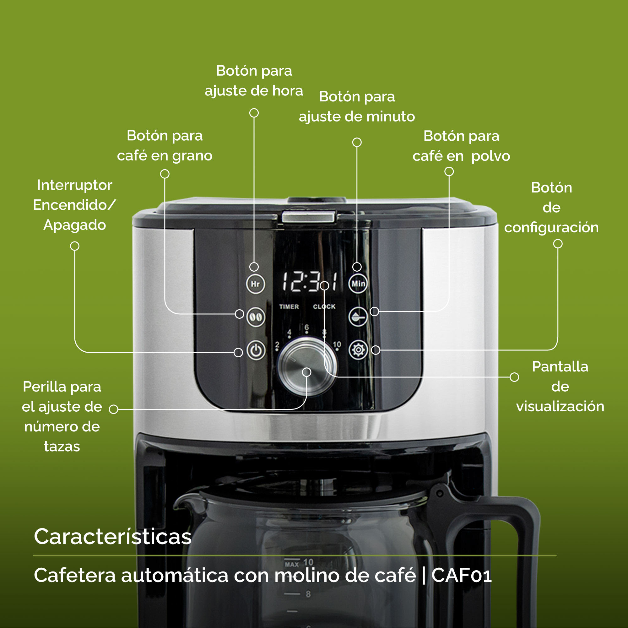 Foto 4 | Cafetera Automática Avera Caf01 con Molino Integrado de Café  - color Plateado