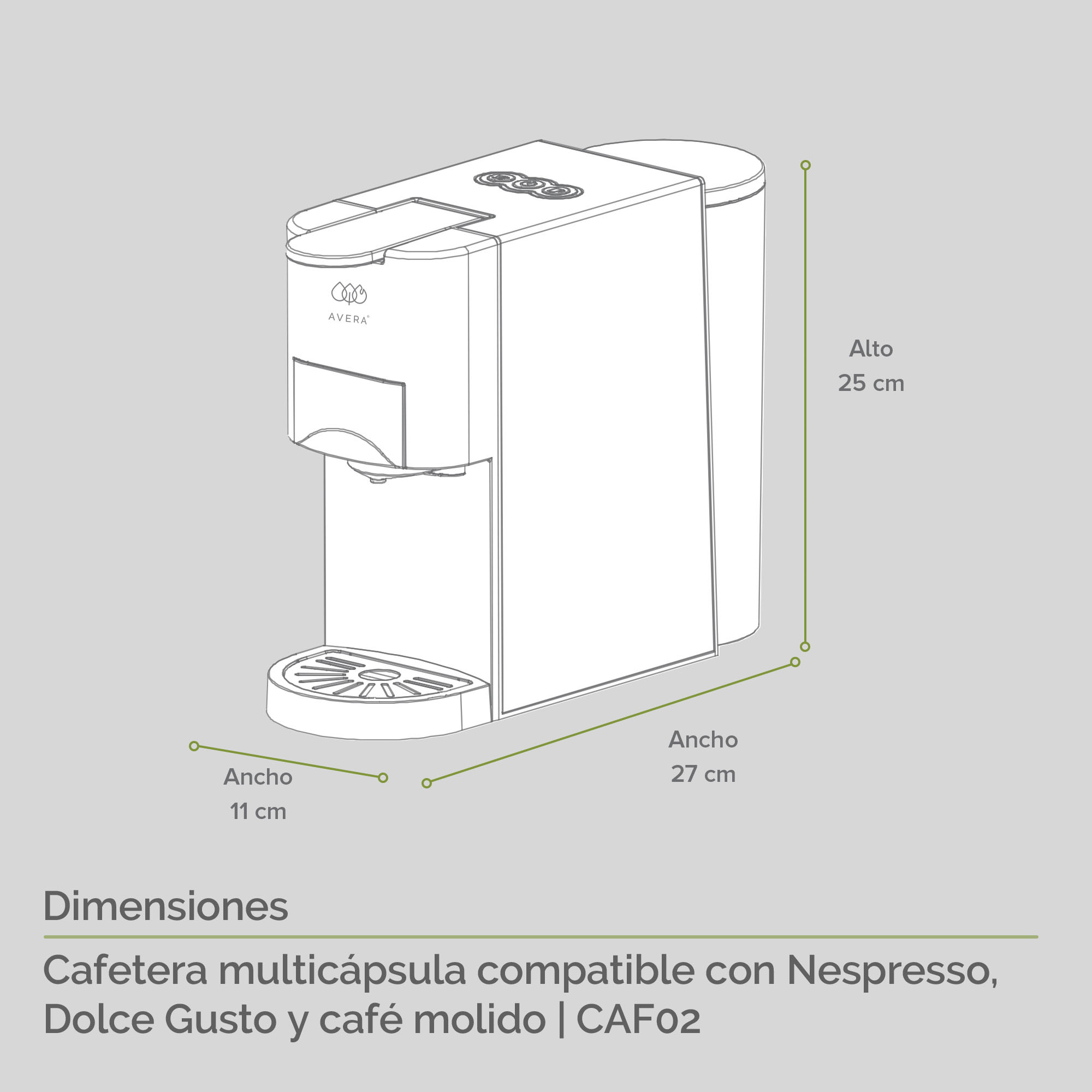 Foto 4 pulgar | Cafetera Multicápsulas Avera Caf02 Expresso 800 Ml - Color Negro