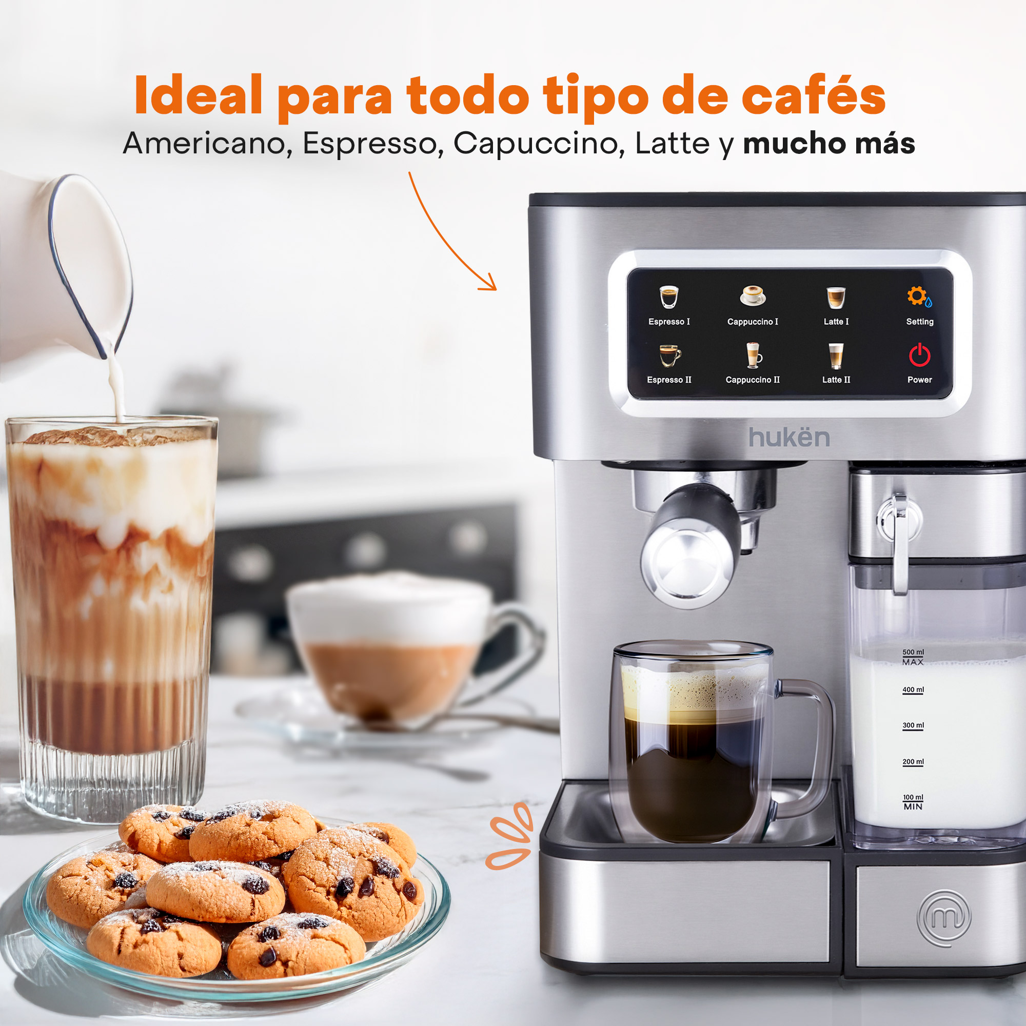 Foto 8 pulgar | Máquina Automática Barista+ Masterchef By Hukën Mk-ecm-mt Acero 15 Bares