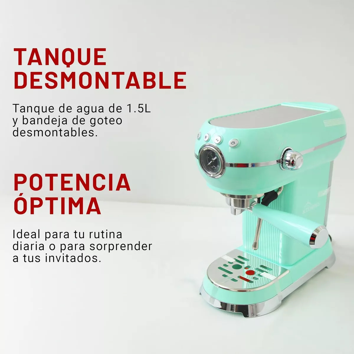 Foto 4 pulgar | Cafetera Eléctrica Retro Espresso y Capuchino 1.5l 600w Verde