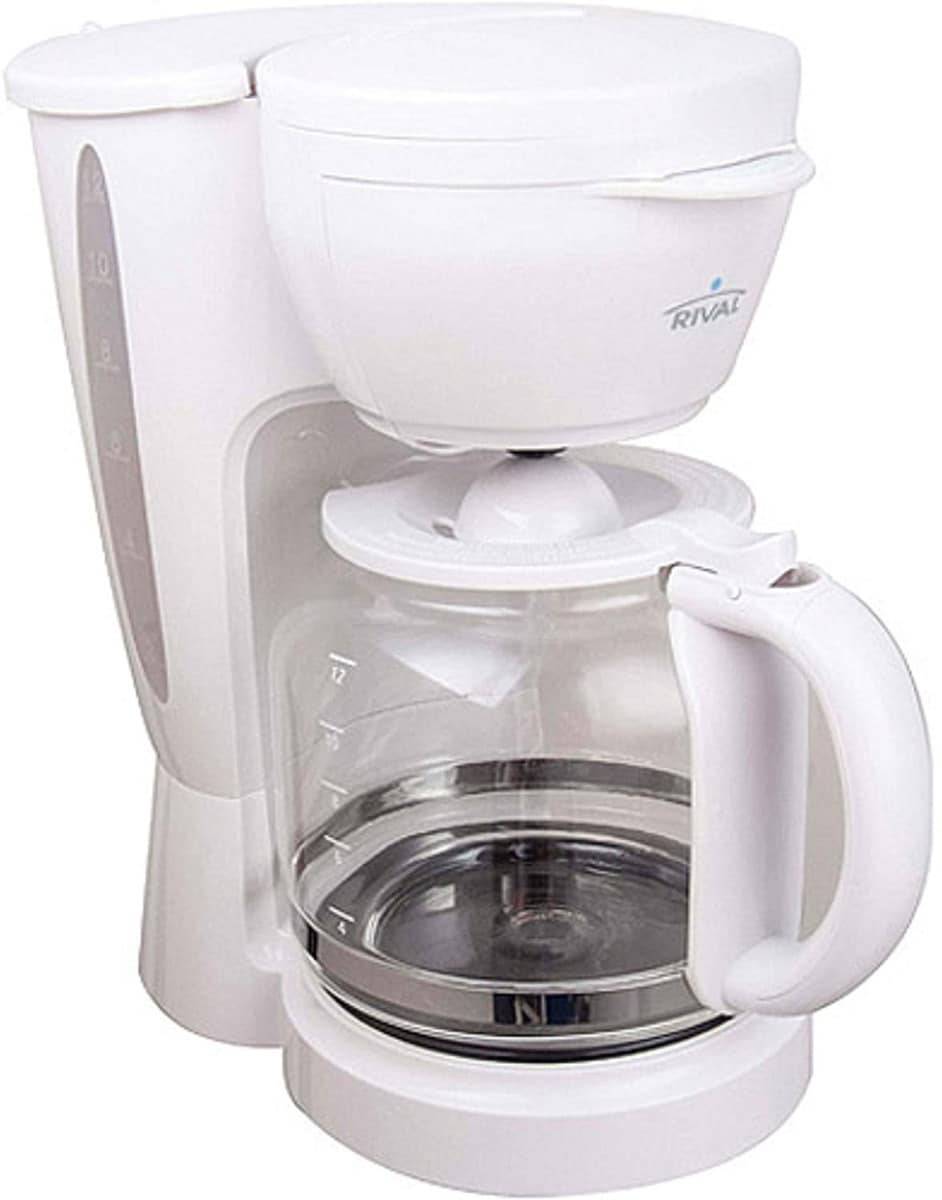 Rival Cafetera De Goteo 12 Tazas Filtro Extraible Blanca $1,165