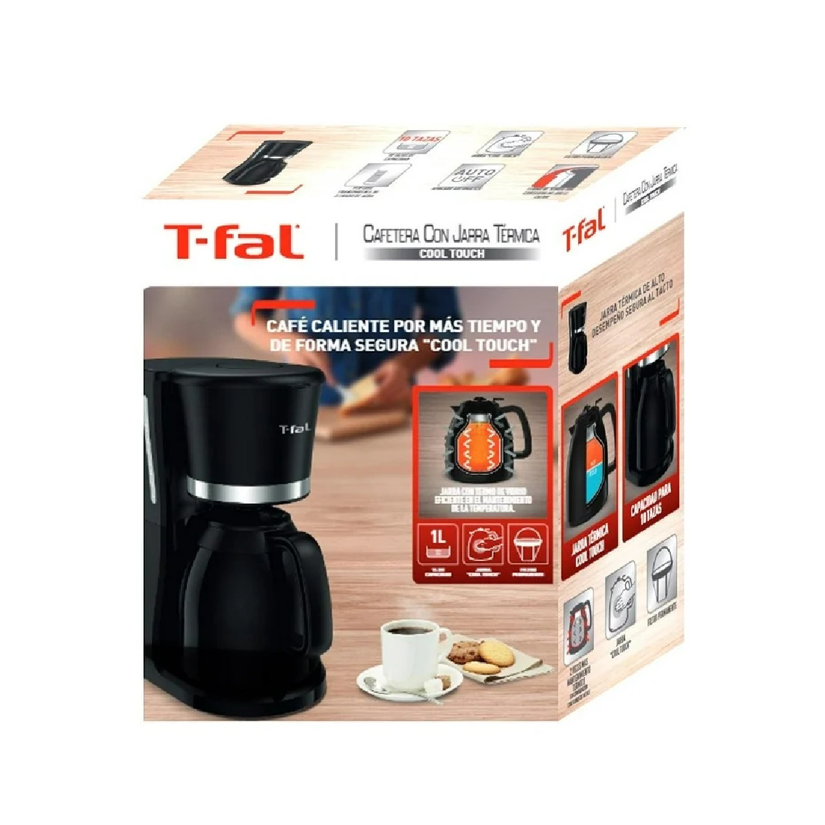 Foto 7 | Cafetera con Filtro T-fal Jarra Térmica 10 Tazas