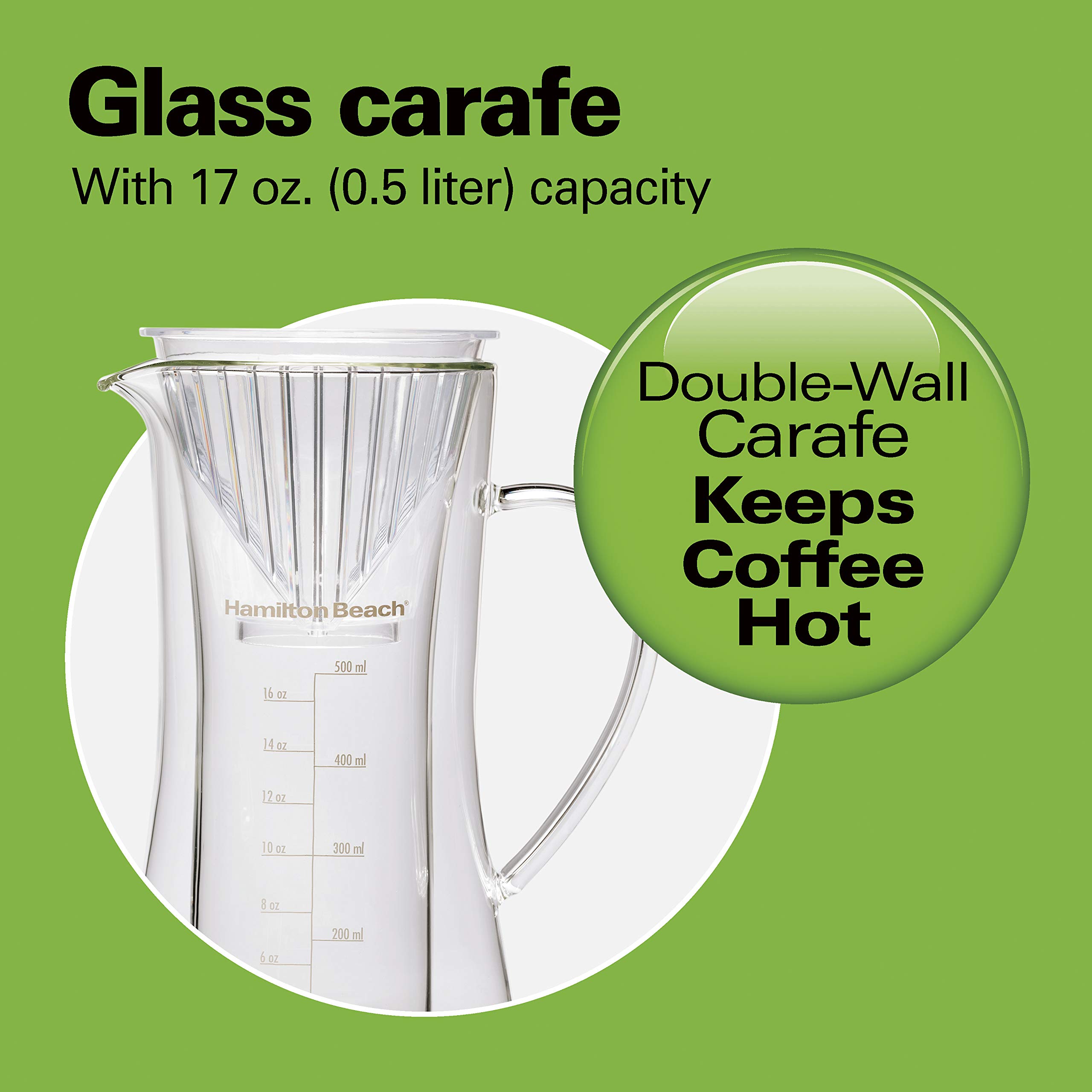 Foto 3 | Cafetera Hamilton Beach Pour Over Drip Jarra de Vidrio de 500 Ml - Venta Internacional