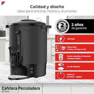 Foto 3 | Cafetera Percoladora Bogner de Acero Inoxidable 60 Tazas 1500w Bcm10l