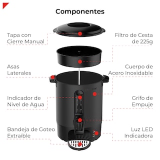Foto 8 | Cafetera Percoladora Bogner de Acero Inoxidable 60 Tazas 1500w Bcm10l