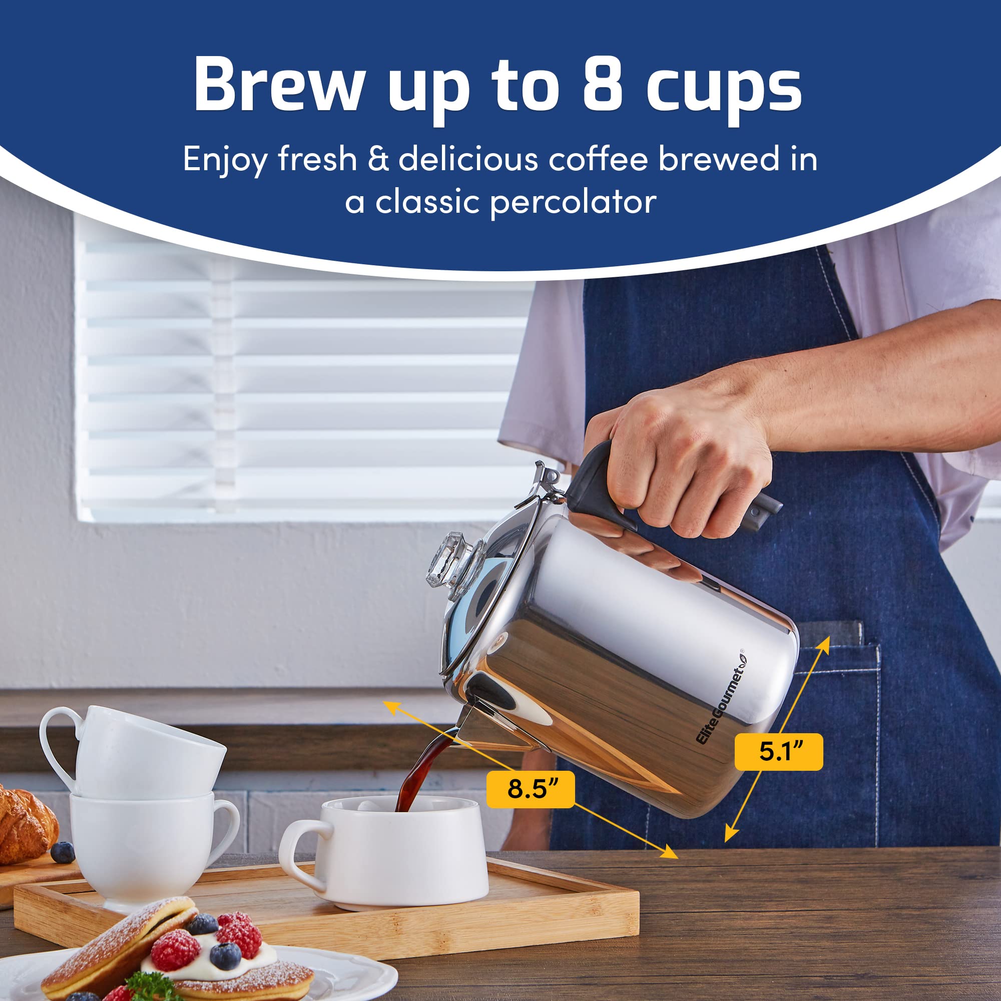 Foto 8 pulgar | Percolador de Café para Estufa Elite Gourmet Ec008  8 Tazas - Venta Internacional