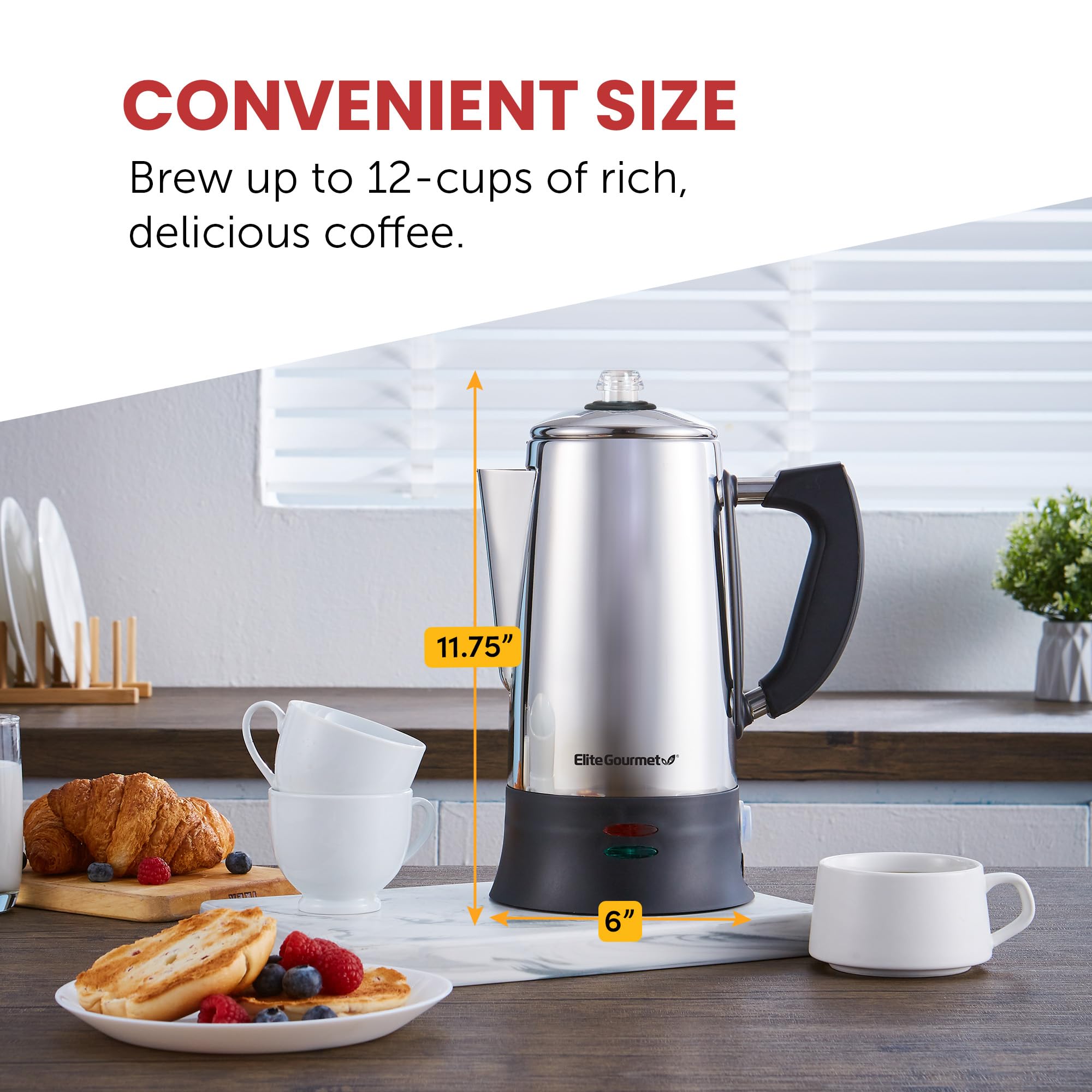Foto 5 | Cafetera Elite Gourmet Ec924 de Acero Inoxidable - Venta Internacional