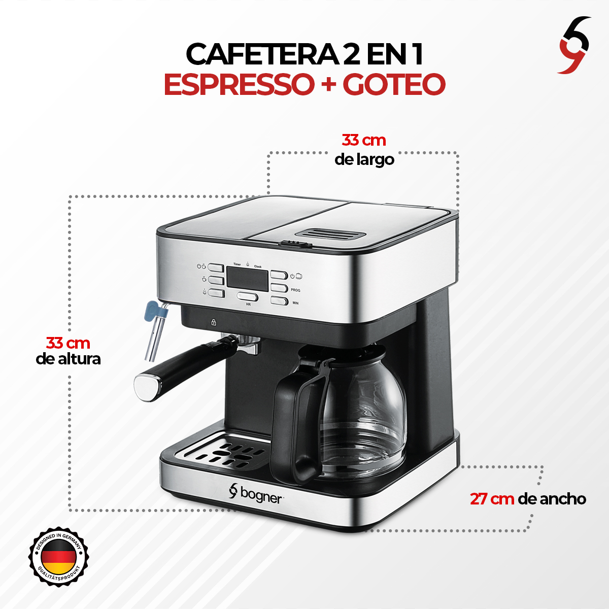 Foto 5 pulgar | Cafetera 2 en 1: Espresso + Goteo Bogner Bdecm02