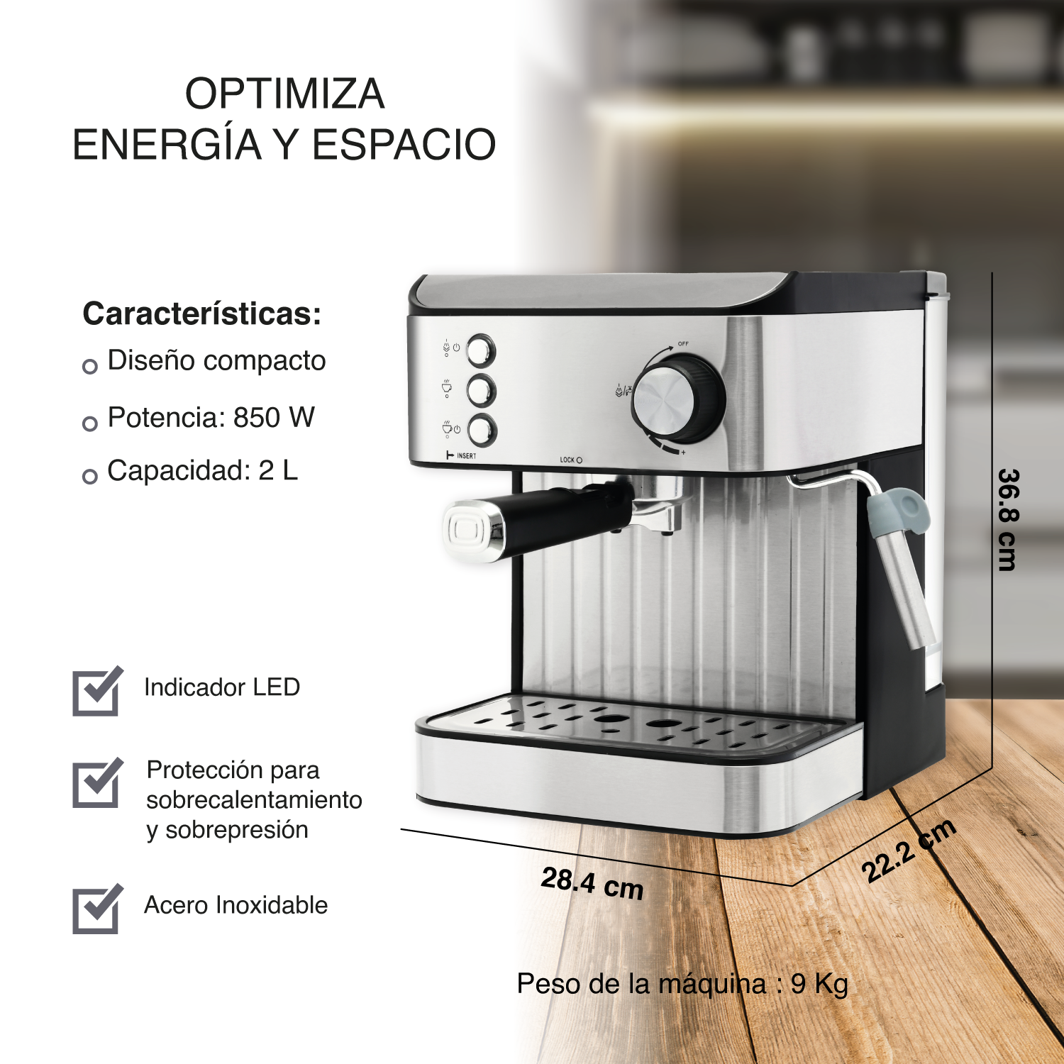 Foto 4 pulgar | Cafetera Ola Casa Oc-MceC01bk para Espresso y Capuchino 1.6 l