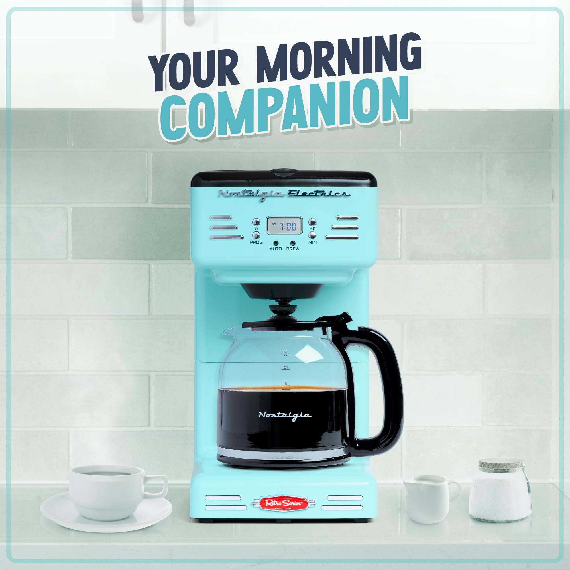 Foto 4 pulgar | Cafetera Nostalgia Retro 12 Tazas Led Programable Aqua - Venta Internacional