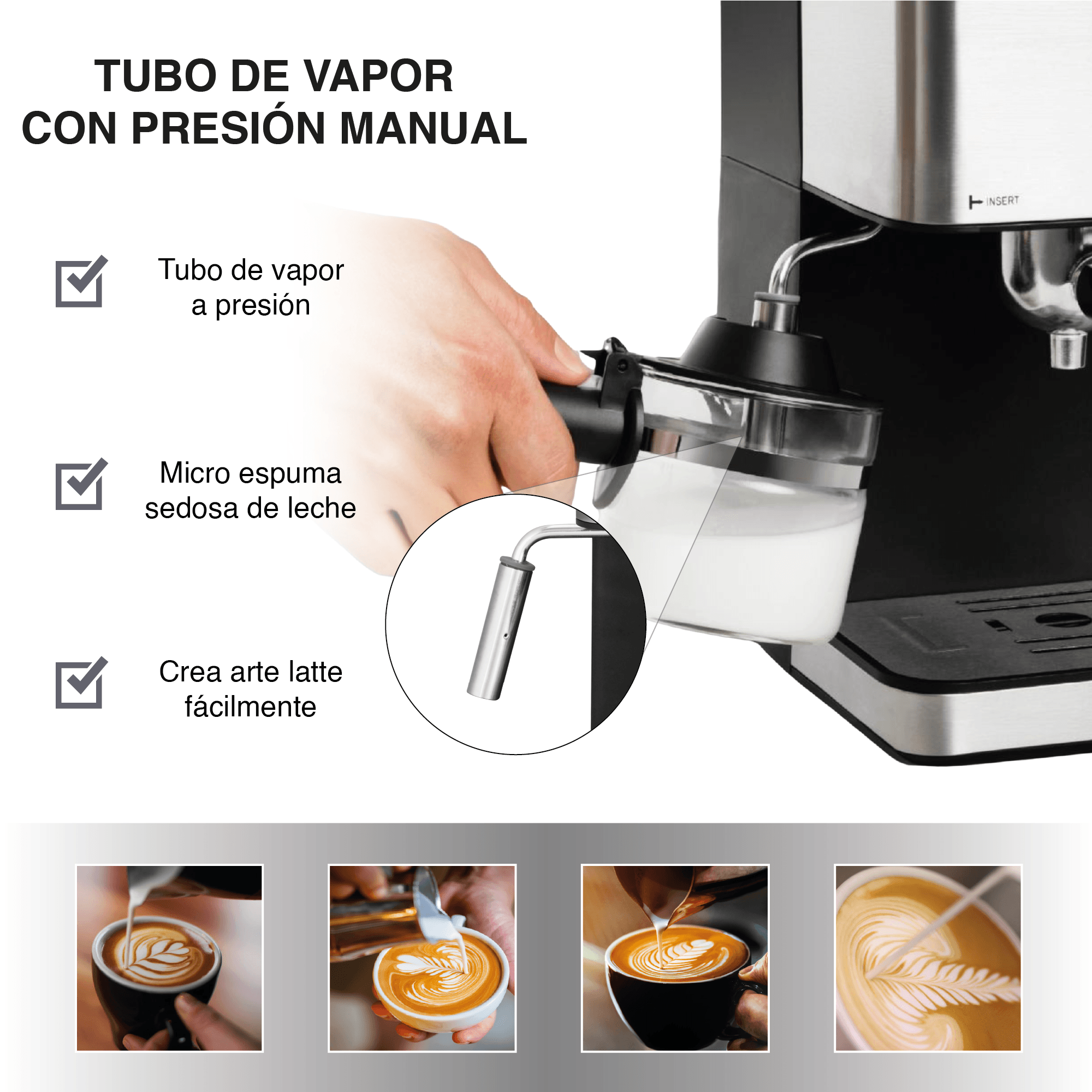 Foto 4 | Cafetera 4 Tazas Con Espumador