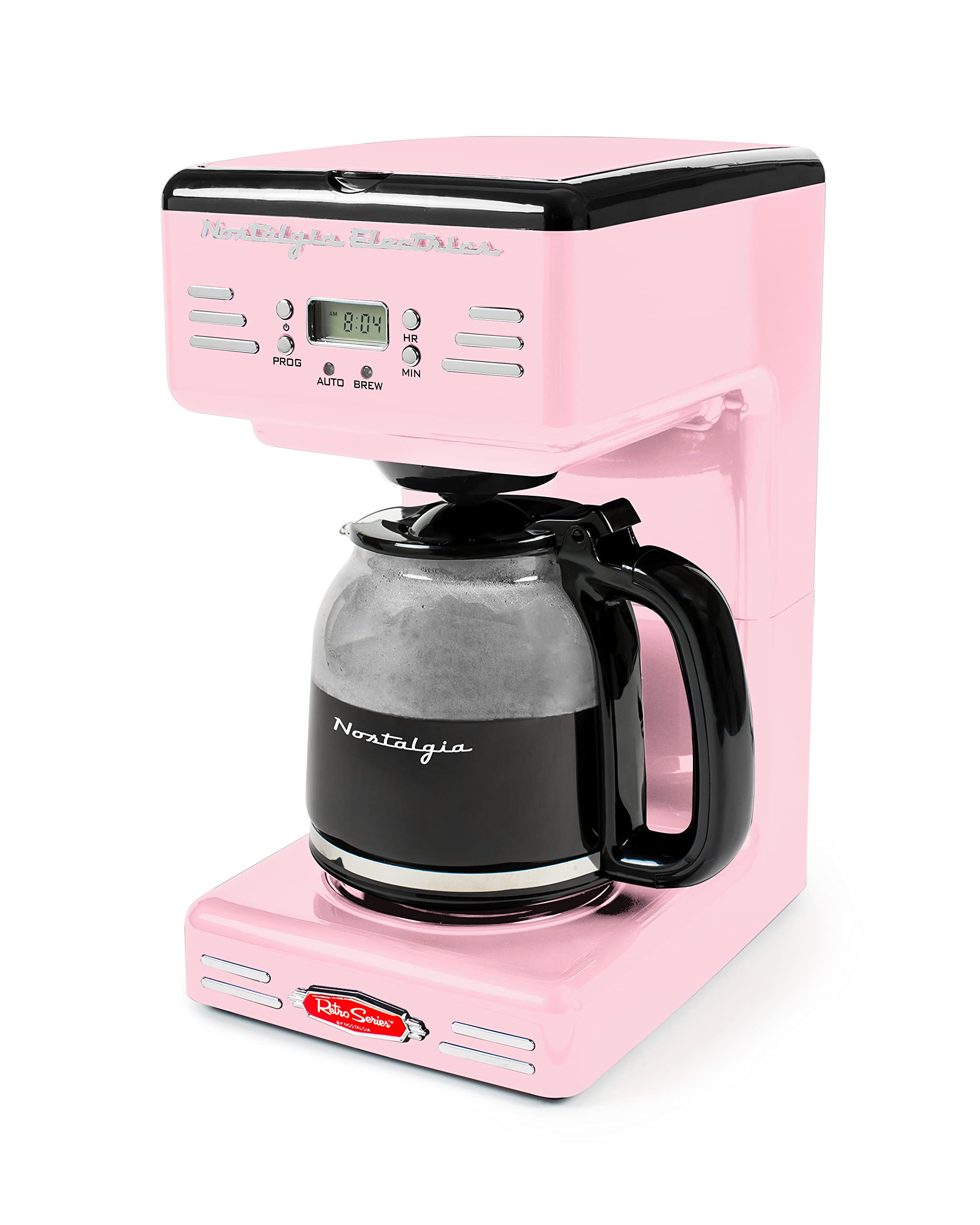 Cafetera Nostalgia Retro 12 Tazas Programable Led Rosa - Venta Internacional