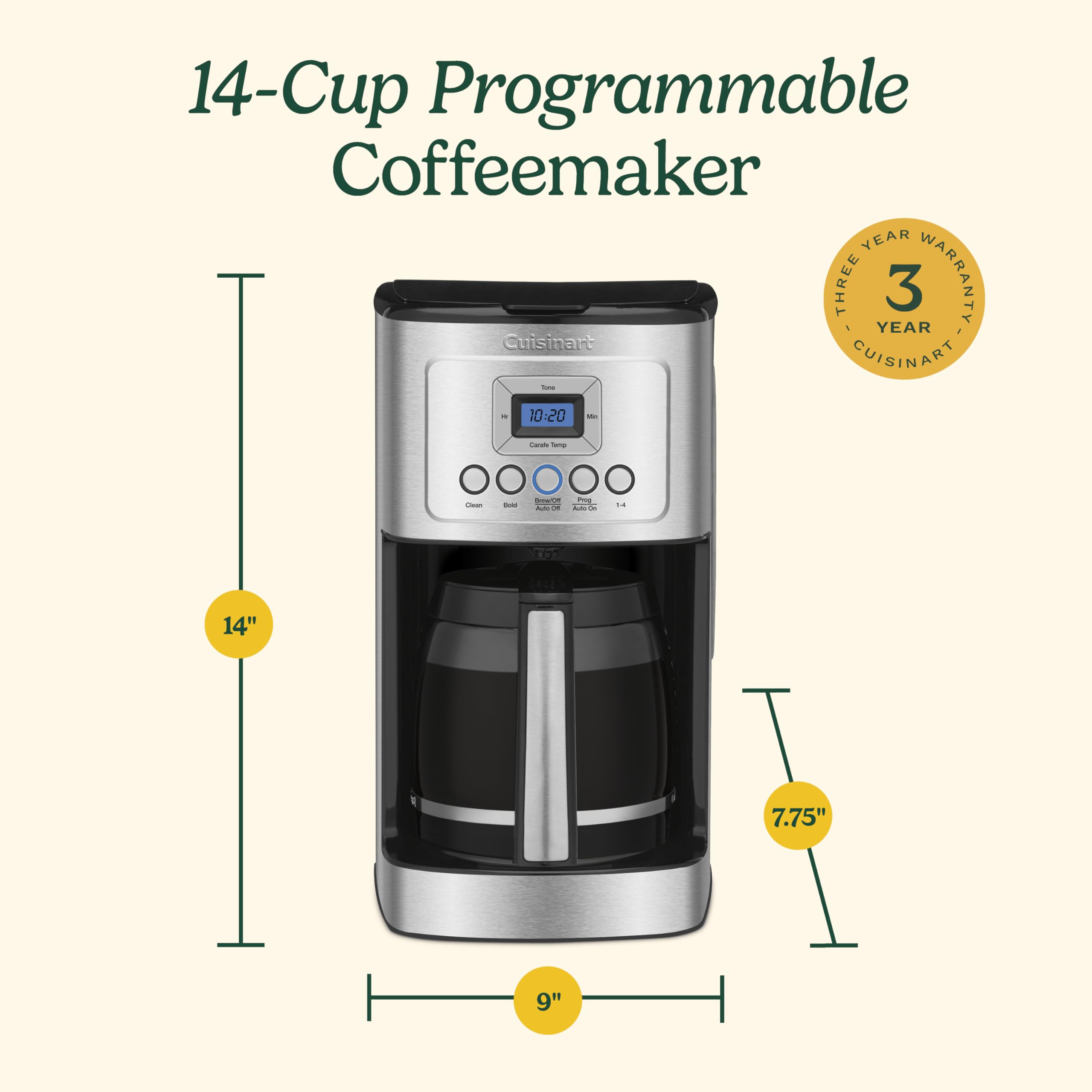 Foto 7 pulgar | Cafetera Cuisinart DCC-3200P1 Jarra de Vidrio para 14 Tazas - Venta Internacional