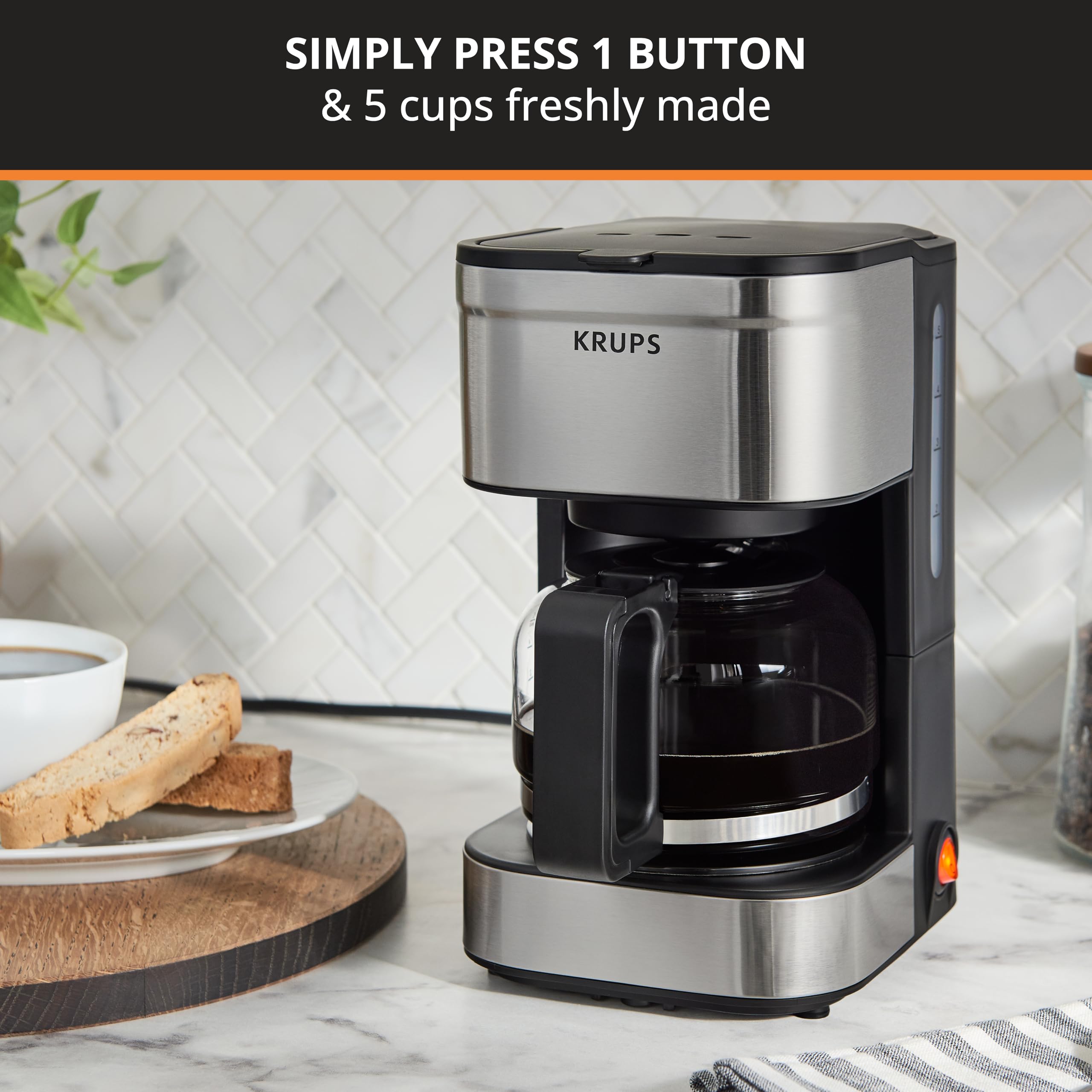 Foto 3 pulgar | Cafetera Krups Simply Brew Compact de Acero Inoxidable para 5 Tazas - Venta Internacional