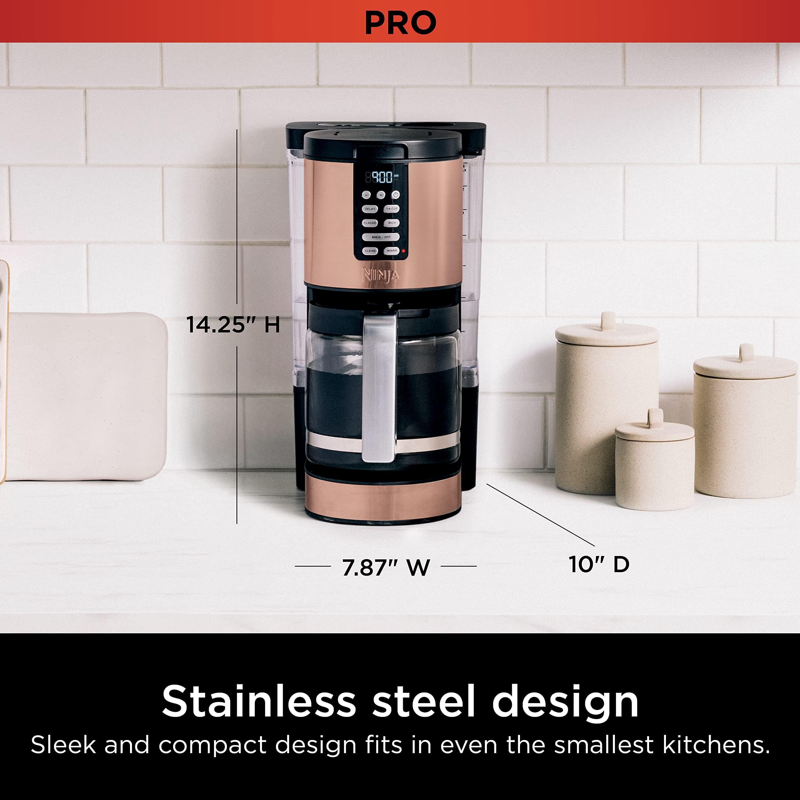 Foto 4 pulgar | Cafetera Ninja Programmable Xl 14 Tazas Dcm201cp De Cobre - Venta Internacional.