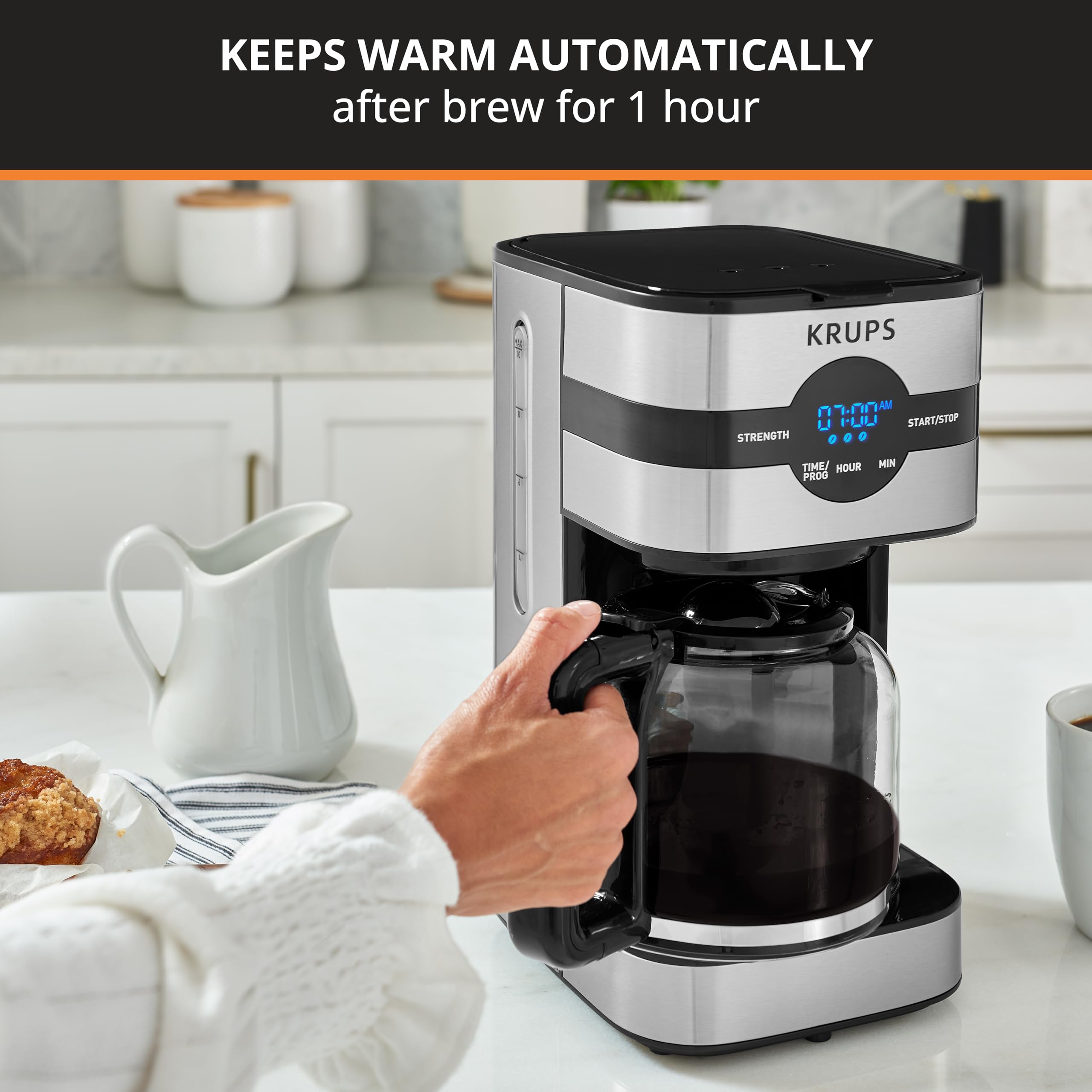 Foto 4 | Cafetera Krups, Modelo Más Nuevo, Digital, 10 Tazas, Negra Y Acero - Venta Internacional.