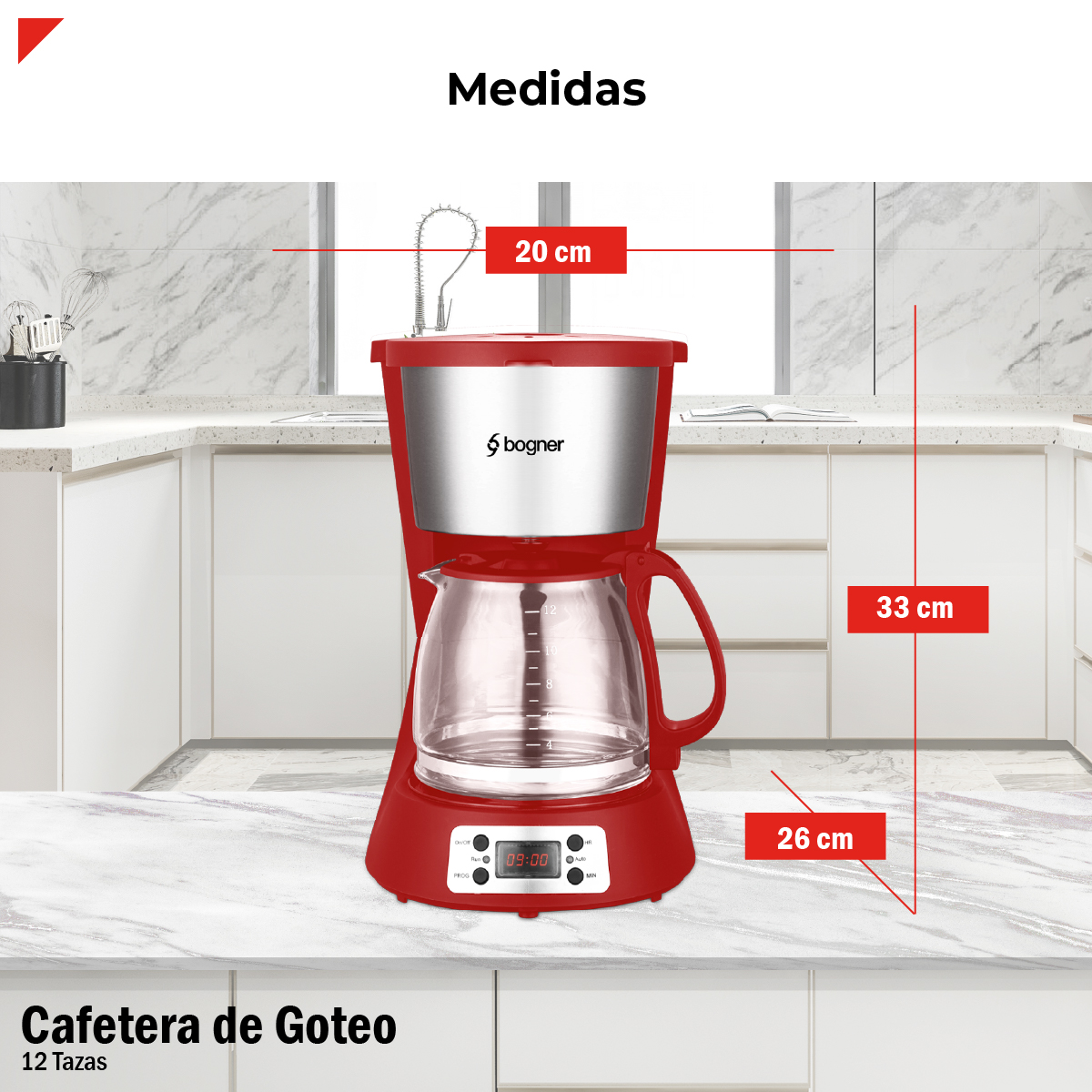 Foto 5 pulgar | Bogner Cafetera Digital De Goteo Capacidad Para 12 Tazas Bdcm12r