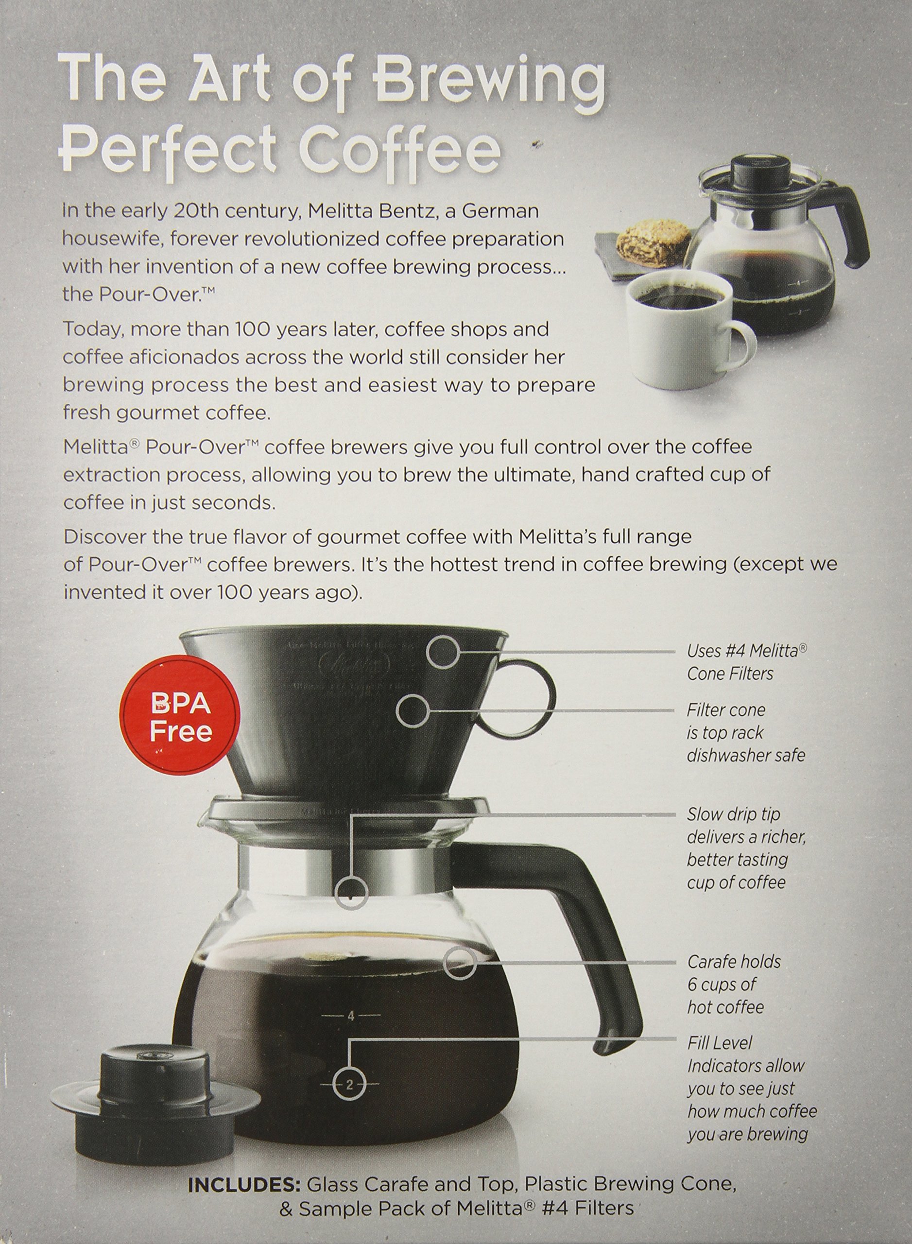 Foto 4 pulgar | Cafetera Pour Over Melitta, 1,1 L, Negra Con Jarra - Venta Internacional.