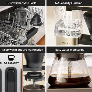 Foto 7 | Cafetera Krups Essential Brewer 8 Tazas Con Certificación Sca Plateada - Venta Internacional.