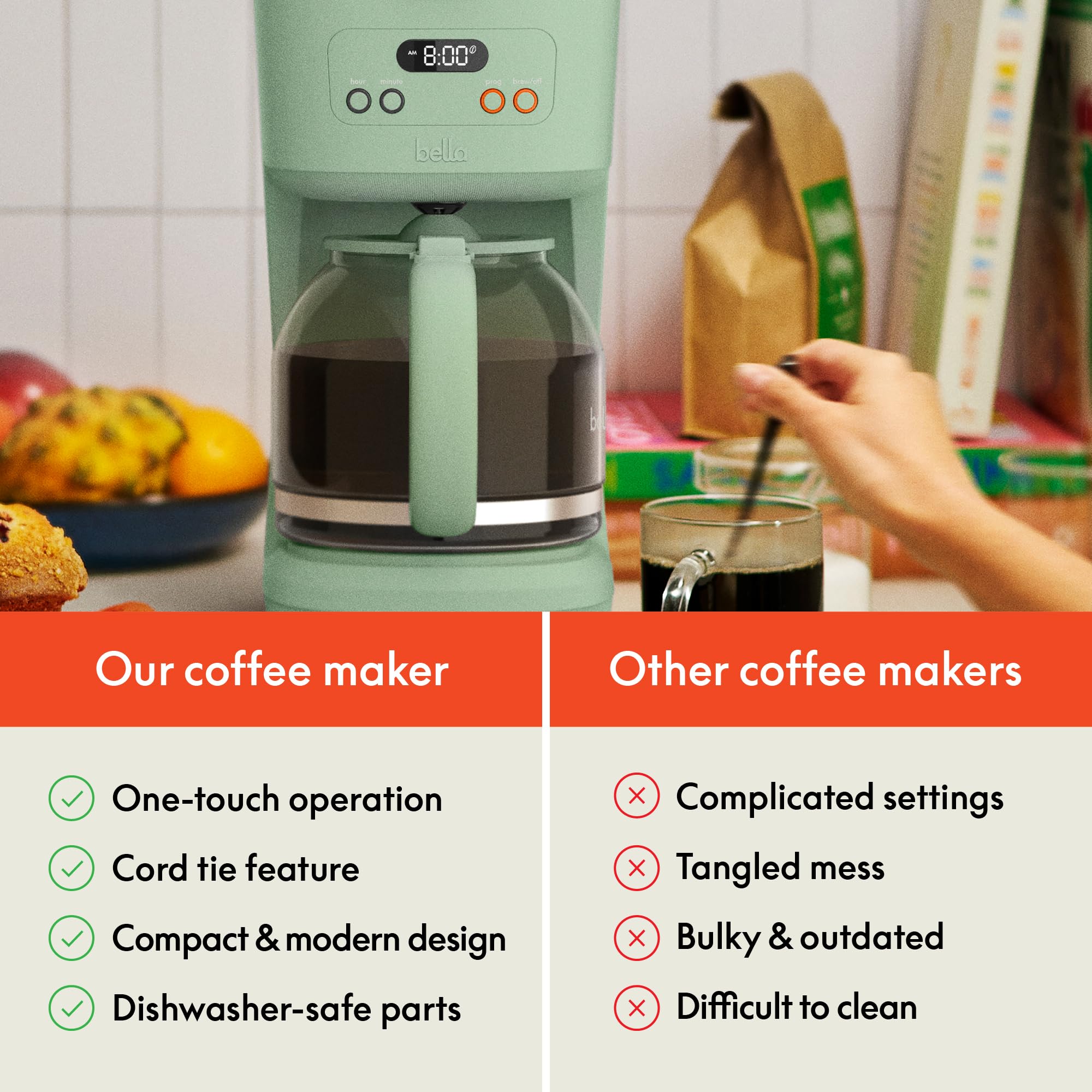 Foto 6 | Cafetera Bella Programable Para 12 Tazas Con Apagado Automático - Venta Internacional.