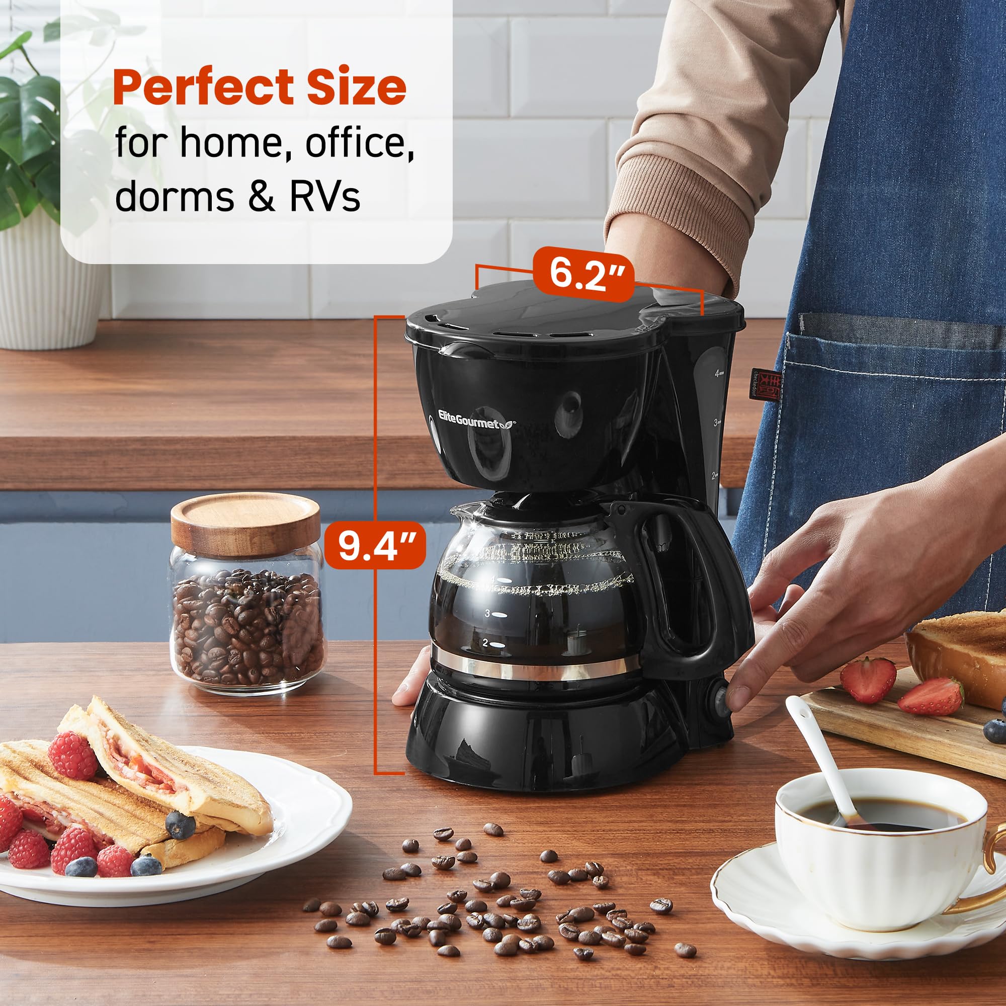 Foto 5 pulgar | Cafetera Elite Gourmet Ehc4128 Para 4 Tazas Brew & Drip  Color Negro - Venta Internacional.