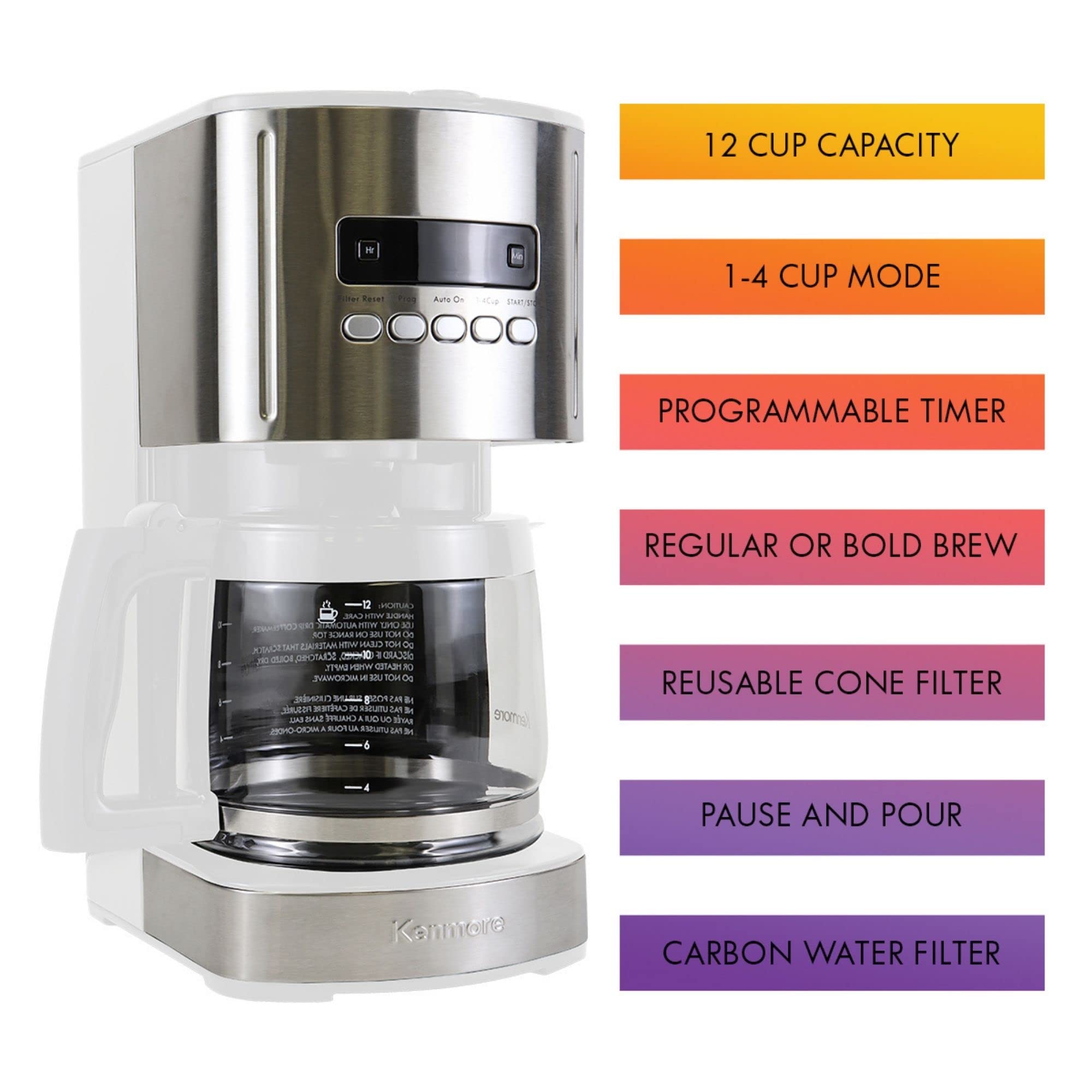 Foto 3 pulgar | Cafetera Kenmore  Temporizador Programable Por Goteo Para 12 Tazas - Venta Internacional.