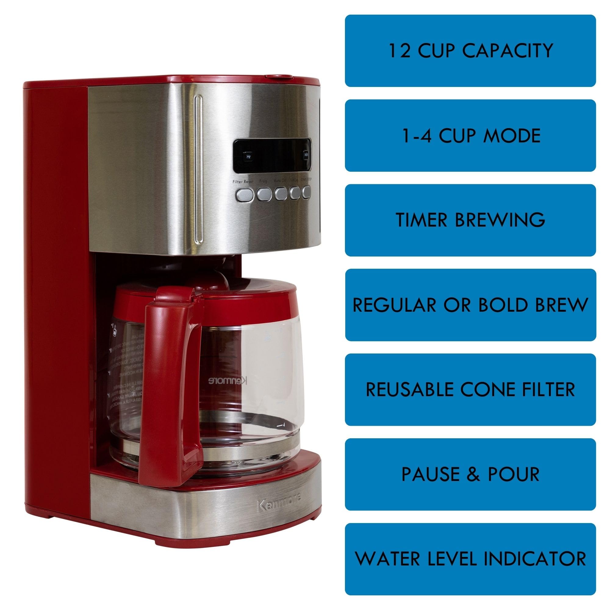 Foto 4 pulgar | Cafetera Kenmore De 12 Tazas Con Temporizador De Acero Inoxidable - Venta Internacional.
