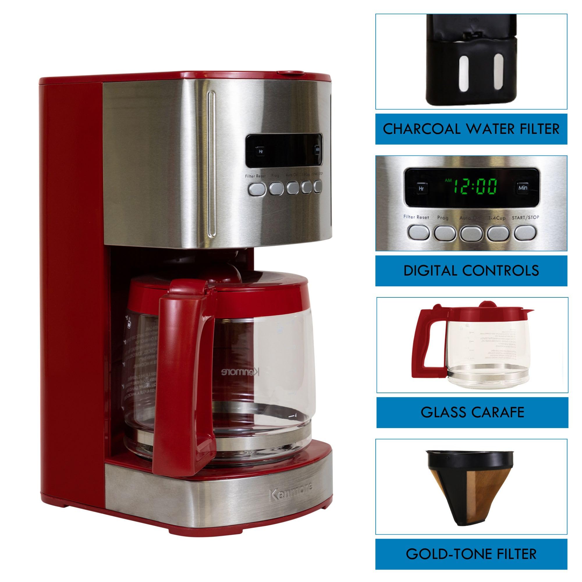 Foto 5 pulgar | Cafetera Kenmore De 12 Tazas Con Temporizador De Acero Inoxidable - Venta Internacional.