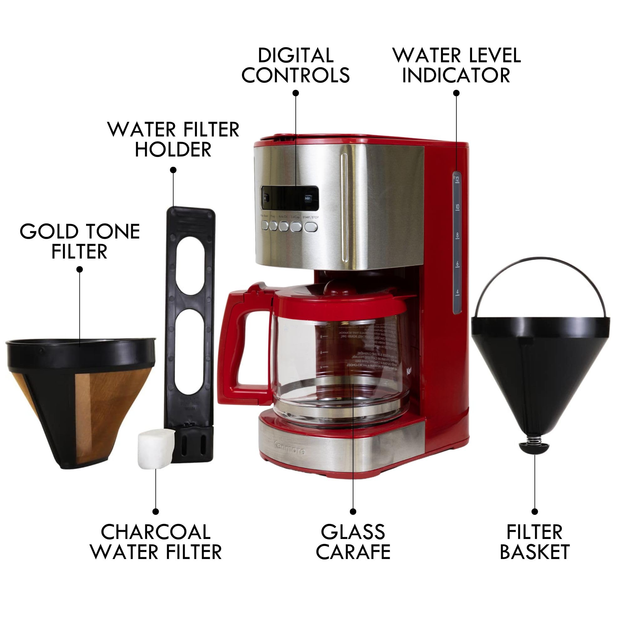 Foto 8 pulgar | Cafetera Kenmore De 12 Tazas Con Temporizador De Acero Inoxidable - Venta Internacional.