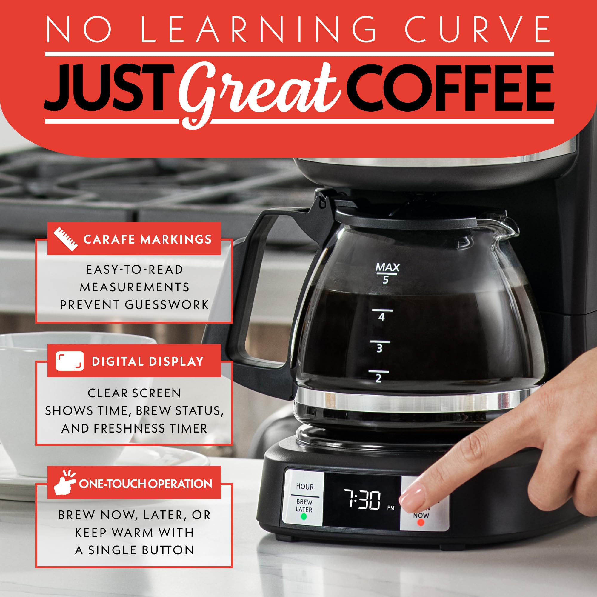 Foto 3 pulgar | Cafetera Gourmia Gcm3518 Programable Para 5 Tazas Y 700 W - Venta Internacional.