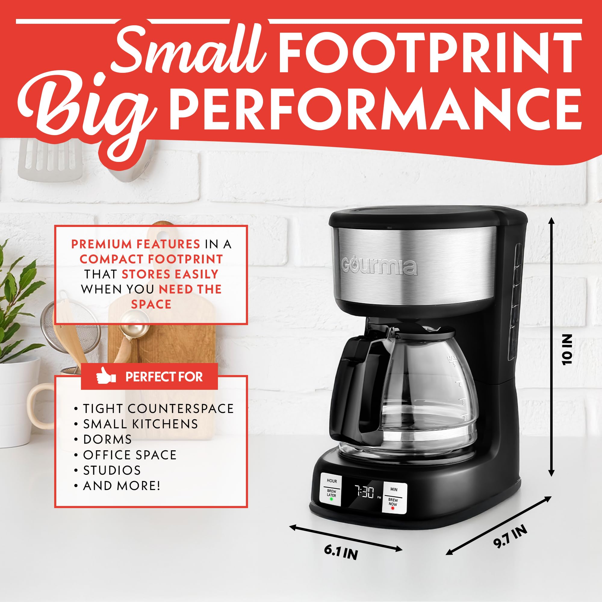 Foto 8 pulgar | Cafetera Gourmia Gcm3518 Programable Para 5 Tazas Y 700 W - Venta Internacional.