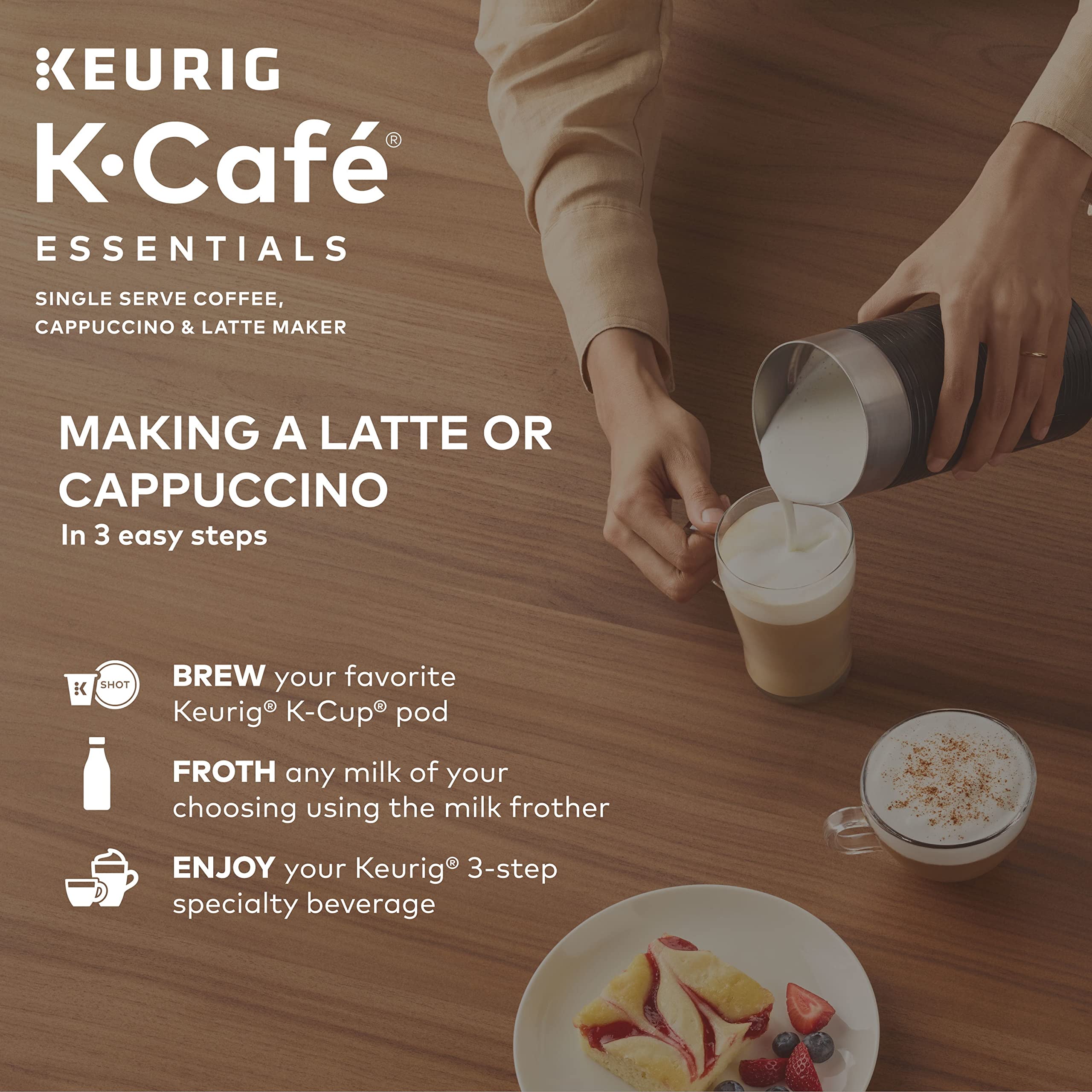 Foto 5 pulgar | Cafetera Keurig K-cafe Essentials De Una Sola Porción Negra - Venta Internacional.