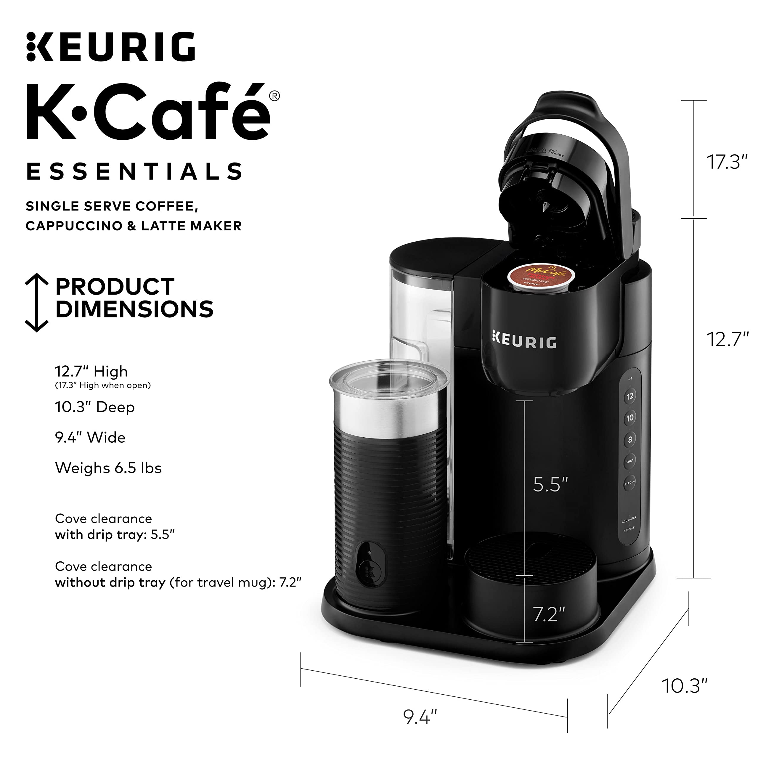 Foto 8 pulgar | Cafetera Keurig K-cafe Essentials De Una Sola Porción Negra - Venta Internacional.