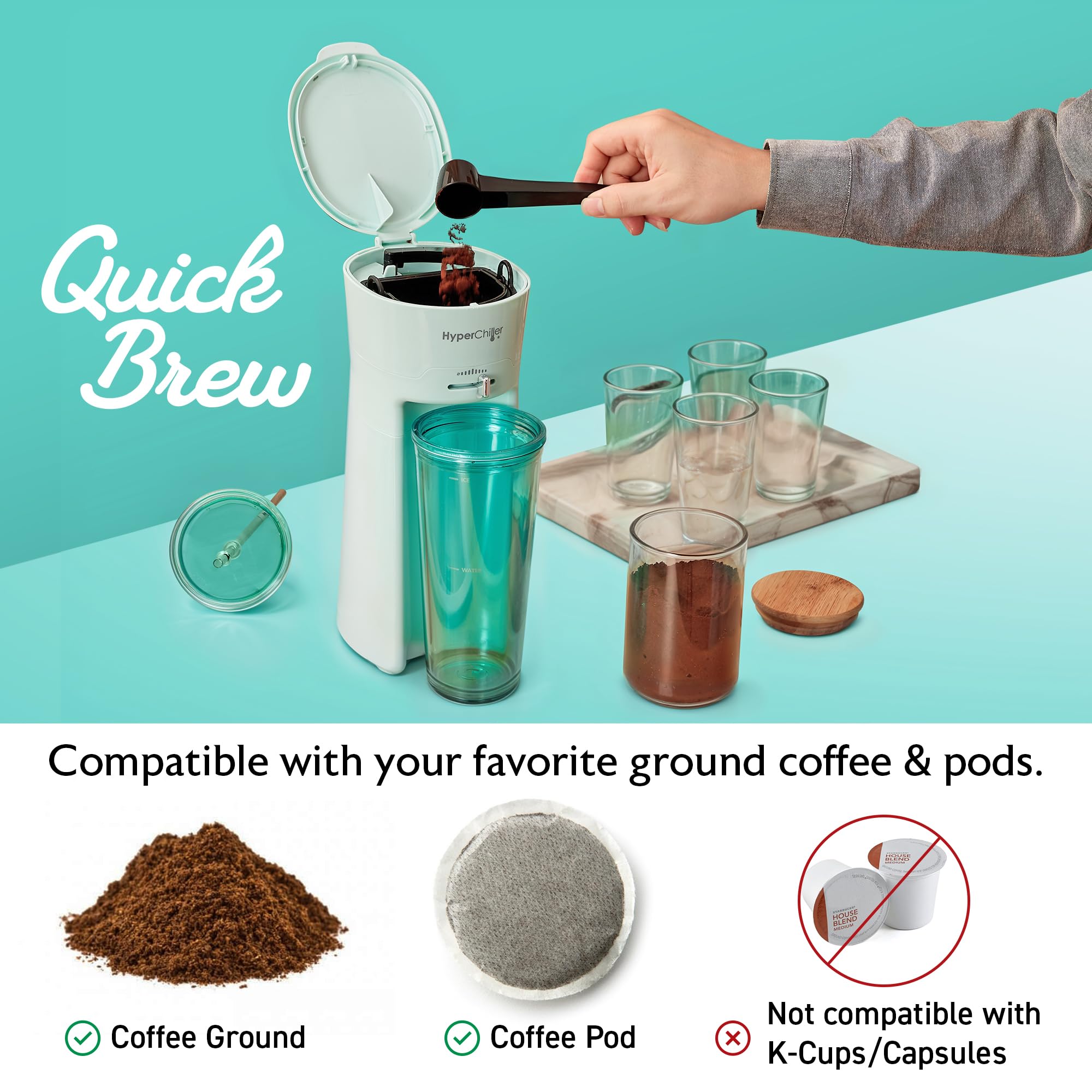 Foto 5 pulgar | Cafetera Hyperchiller Ehc824 Helada Y Caliente Con Vaso De 600 Ml - Venta Internacional.
