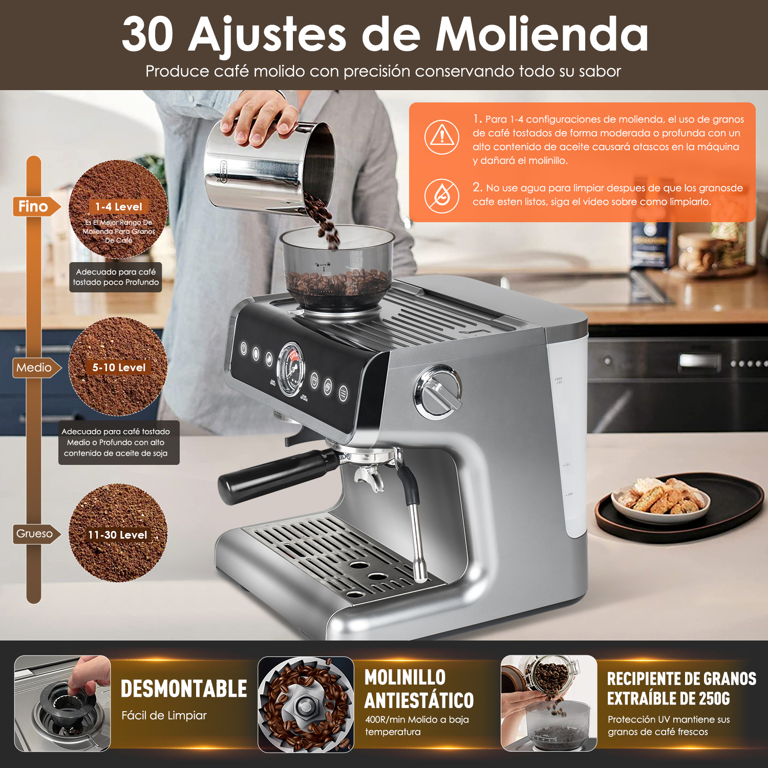 Foto 8 pulgar | Máquina de Espresso Sangkee  K10161 Con Pantalla Táctil