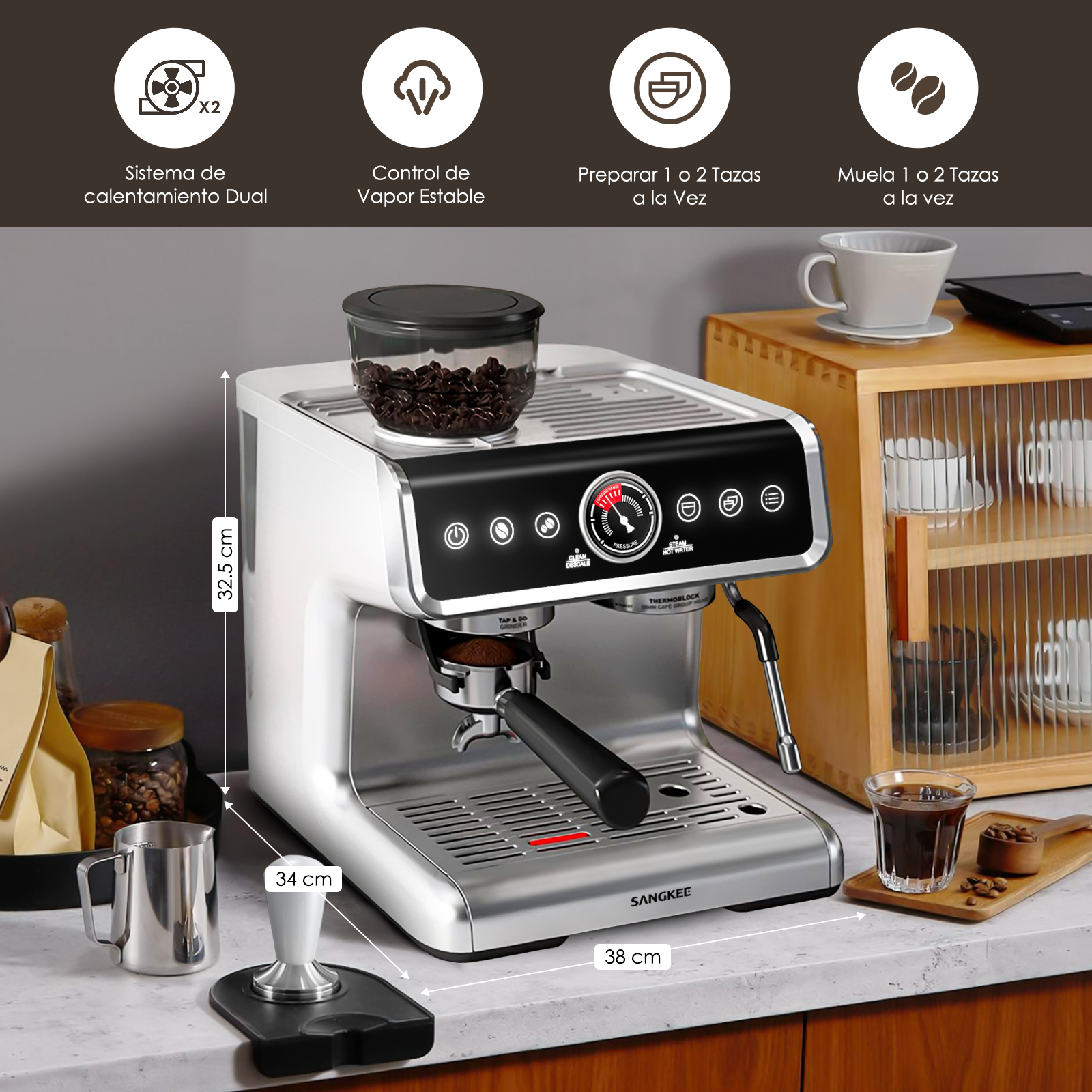 Foto 8 | Máquina de Espresso Sangkee  K10161 Con Pantalla Táctil