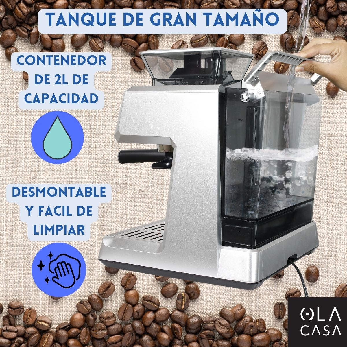 Foto 4 | Cafetera Espresso Ola Casa OC-CAMOGR01SL Con Moledor De Café