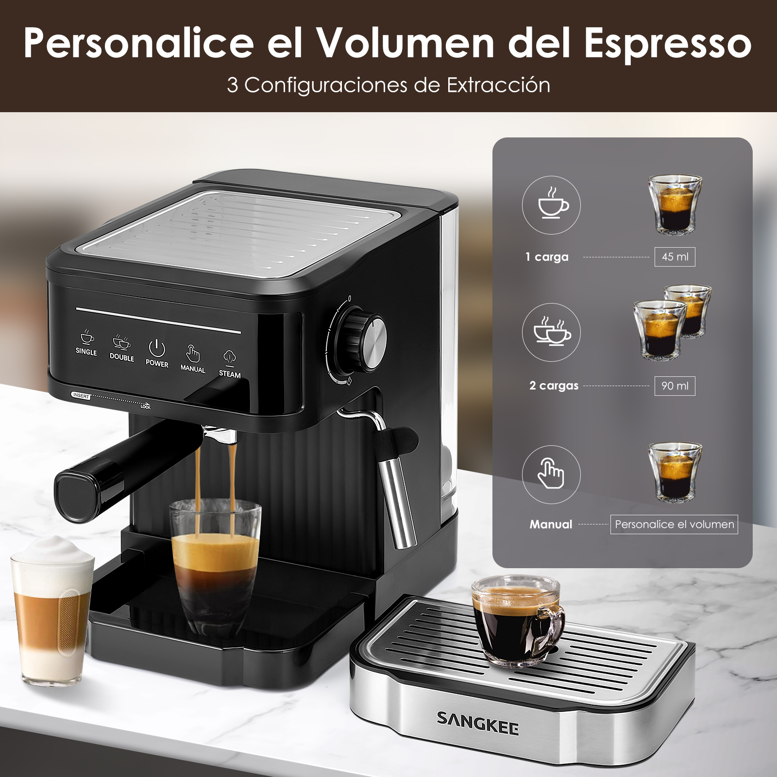 Foto 4 | Máquina de Café Expresso Sangkee Negra