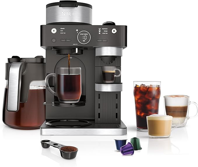 Cafetera Ninja Cfn601 Espresso & Coffee Barista System Compatible con Cápsulas Nespresso y de Café Molido $5,291