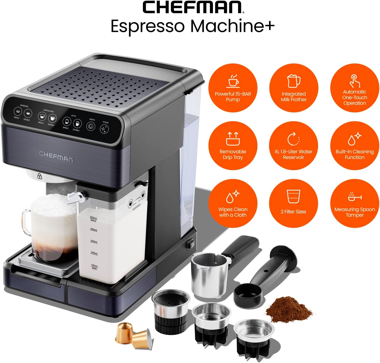 Foto 5 pulgar | Máquina Dd Café Espresso Chefman  6 En 1 con Vapor