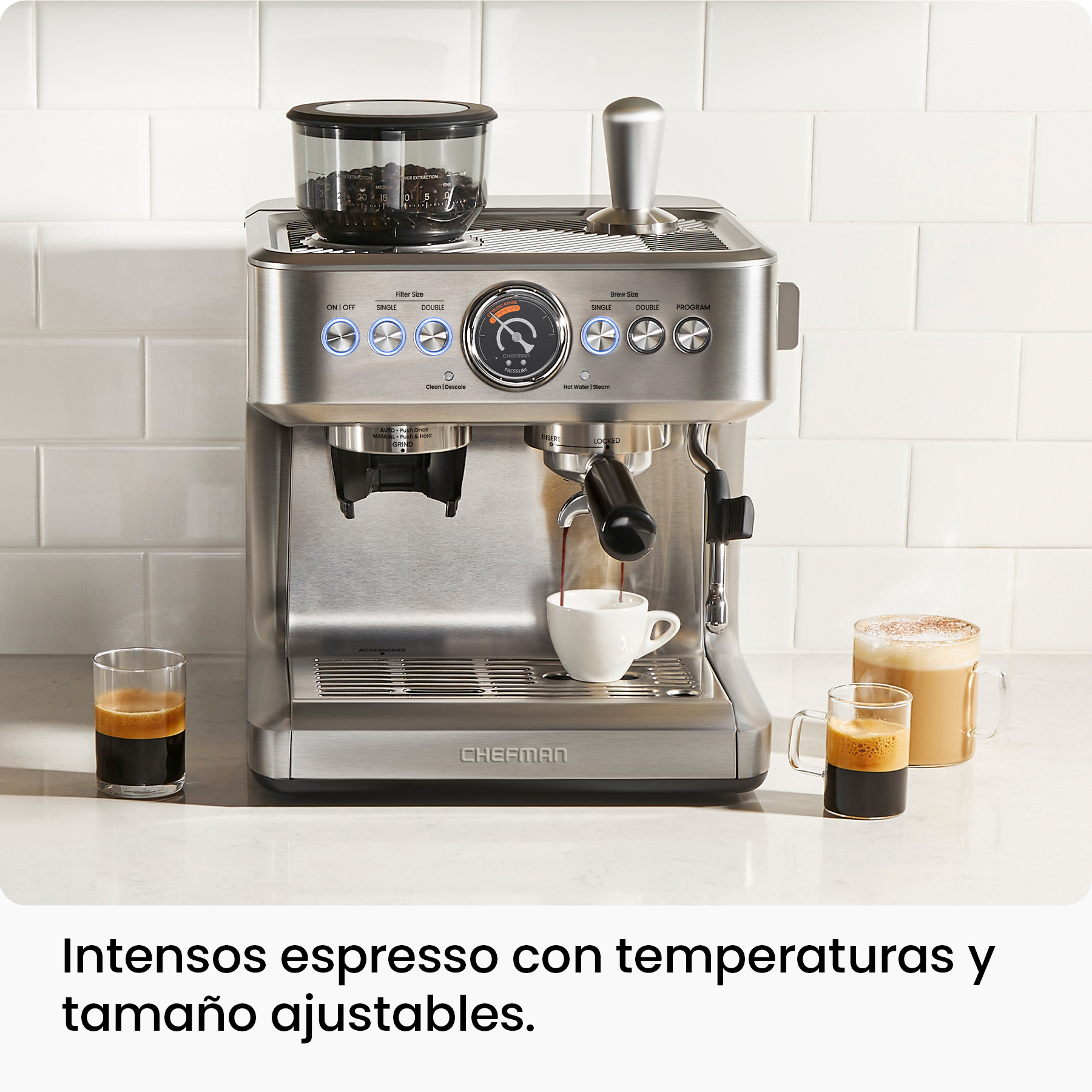 Foto 3 pulgar | Chefman - Máquina De Espresso Con Molino
