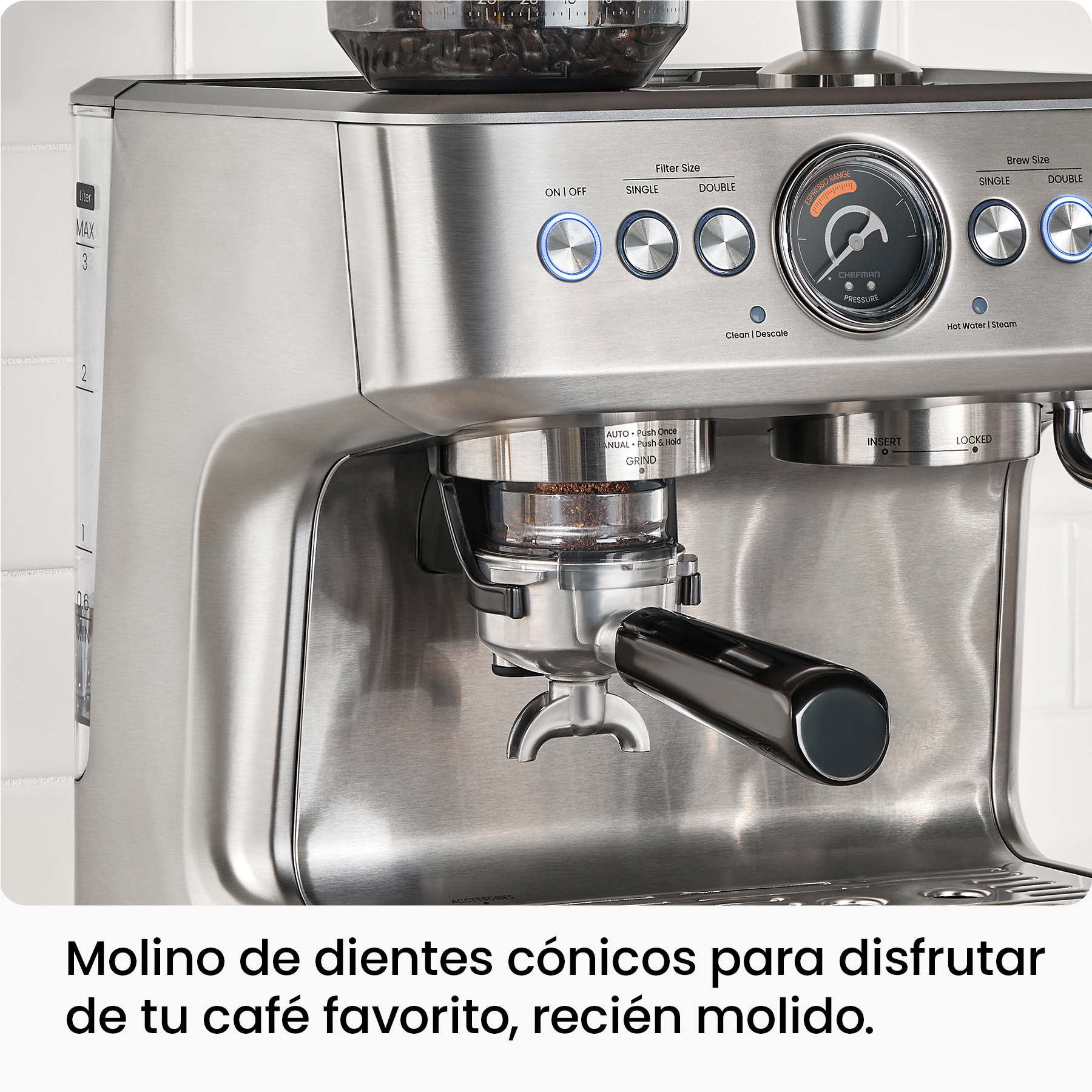 Foto 4 pulgar | Chefman - Máquina De Espresso Con Molino