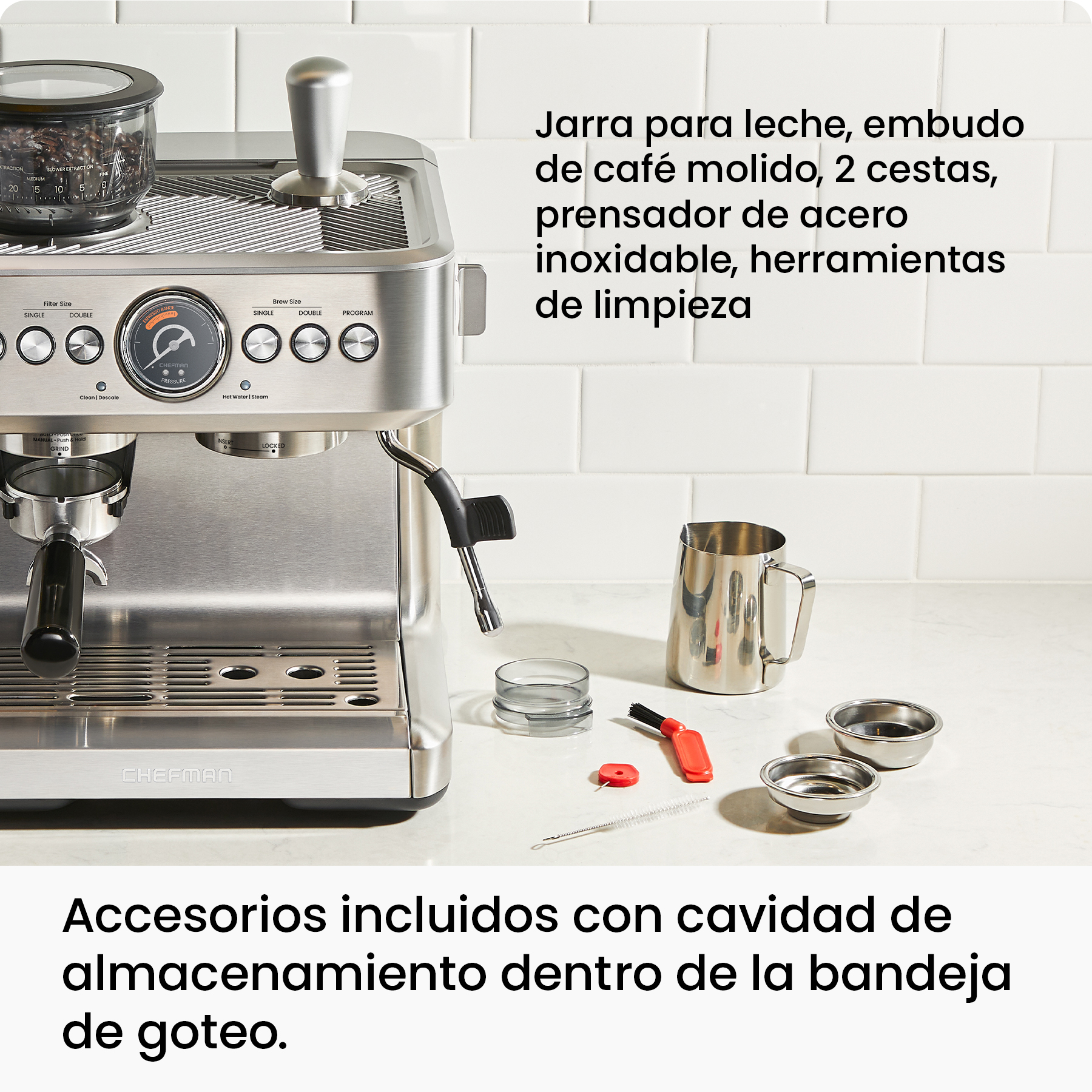 Foto 7 | Chefman - Máquina De Espresso Con Molino